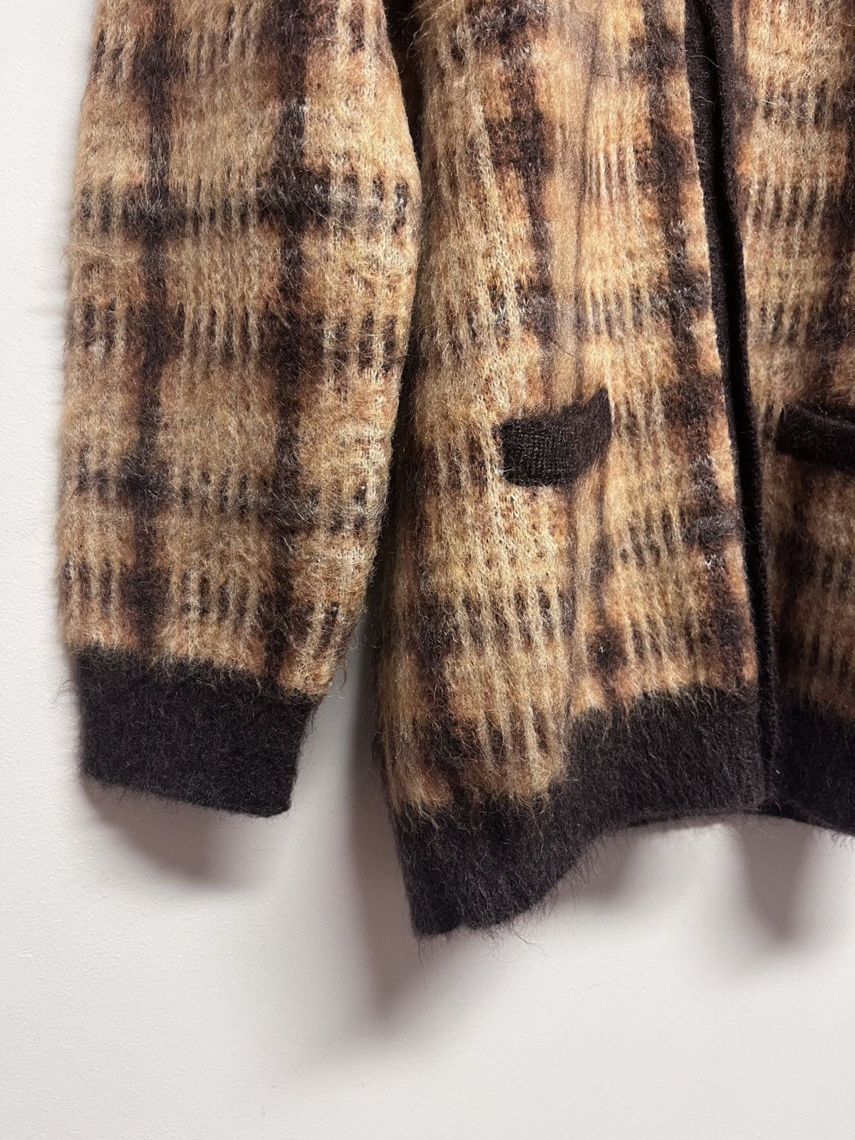 Celine PLAID BRUSHED MOHAIR ALPACA BLEND LONG CARDIGAN Size US XS / EU 42 / 0 - 4 Thumbnail