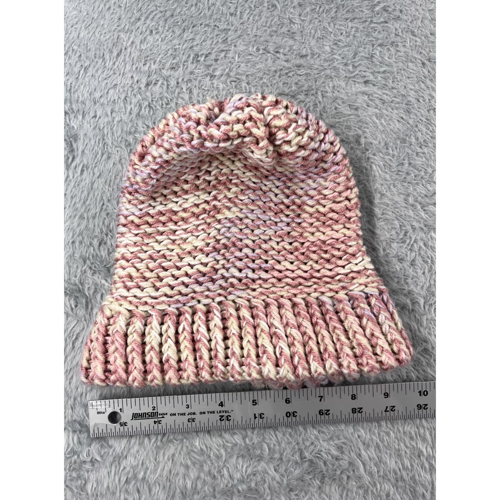 Vintage Handmade Beanie Toque Adult One Size Pink Purple Pastel Knit Acrylic Blend Snow Knit Hat Adults One Size Pink Beanie Size ONE SIZE - 4 Thumbnail