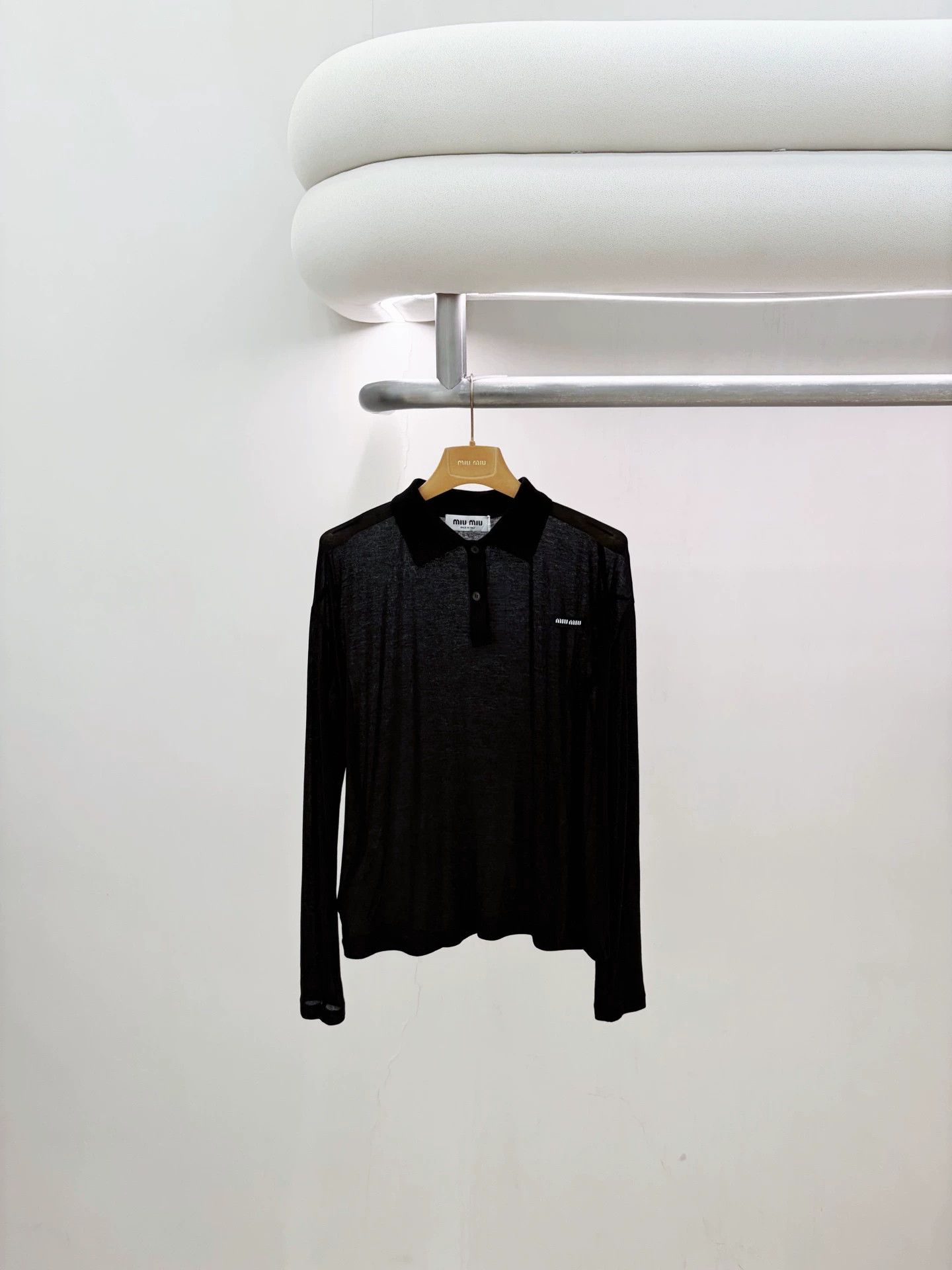 Miu Miu Miu Miu black polo knit sweater XS pre-owned Size XS / US 0-2 / IT 36-38 - 1 Thumbnail