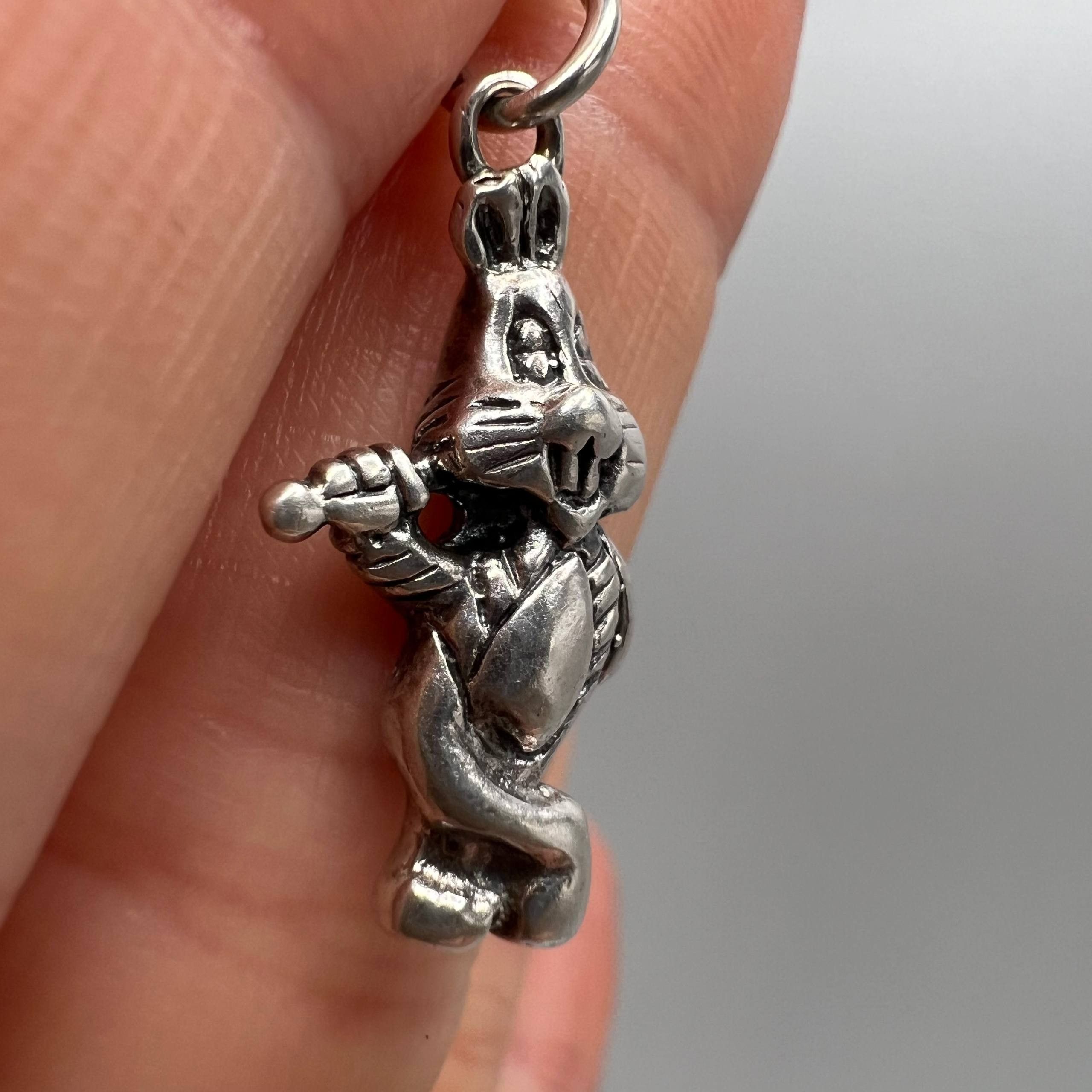 Vintage Vintage Pendant Rabbit Sterling Silver 925 Jewelry 2g Size ONE SIZE - 7 Thumbnail