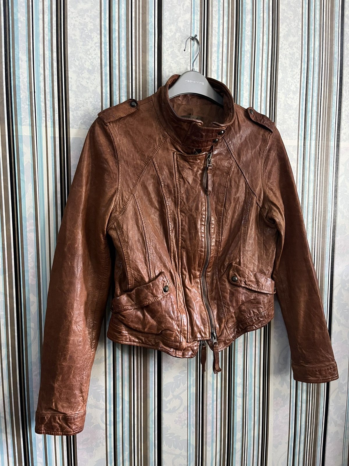 Japanese Brand 1990s GOA sheepskin panelling bikers leather #H3 Size M / US 6-8 / IT 42-44 - 3 Thumbnail