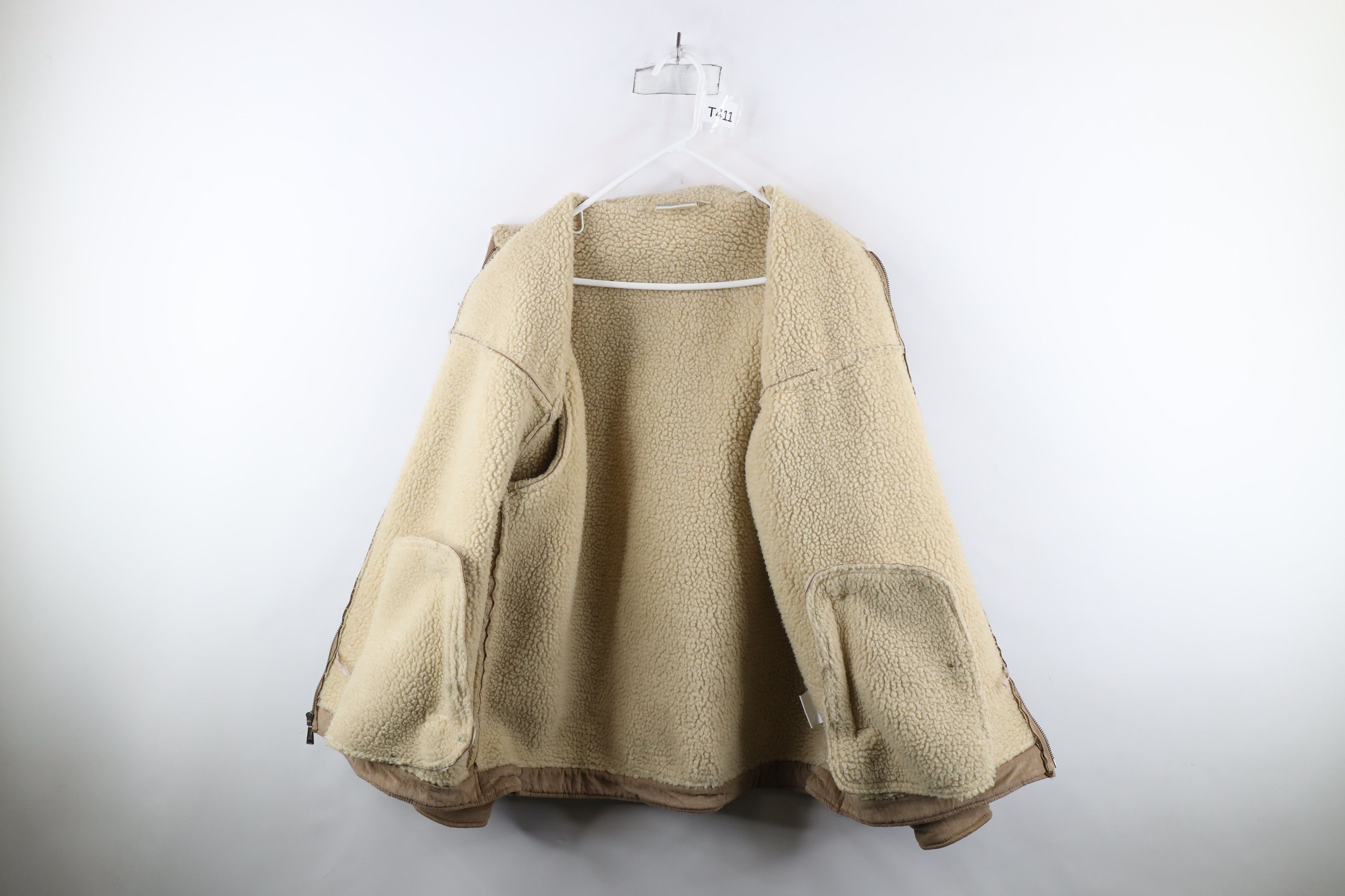 Vintage Vintage 90s Streetwear Pile Fleece B3 Bomber Jacket Beige Size US XL / EU 56 / 4 - 9 Thumbnail