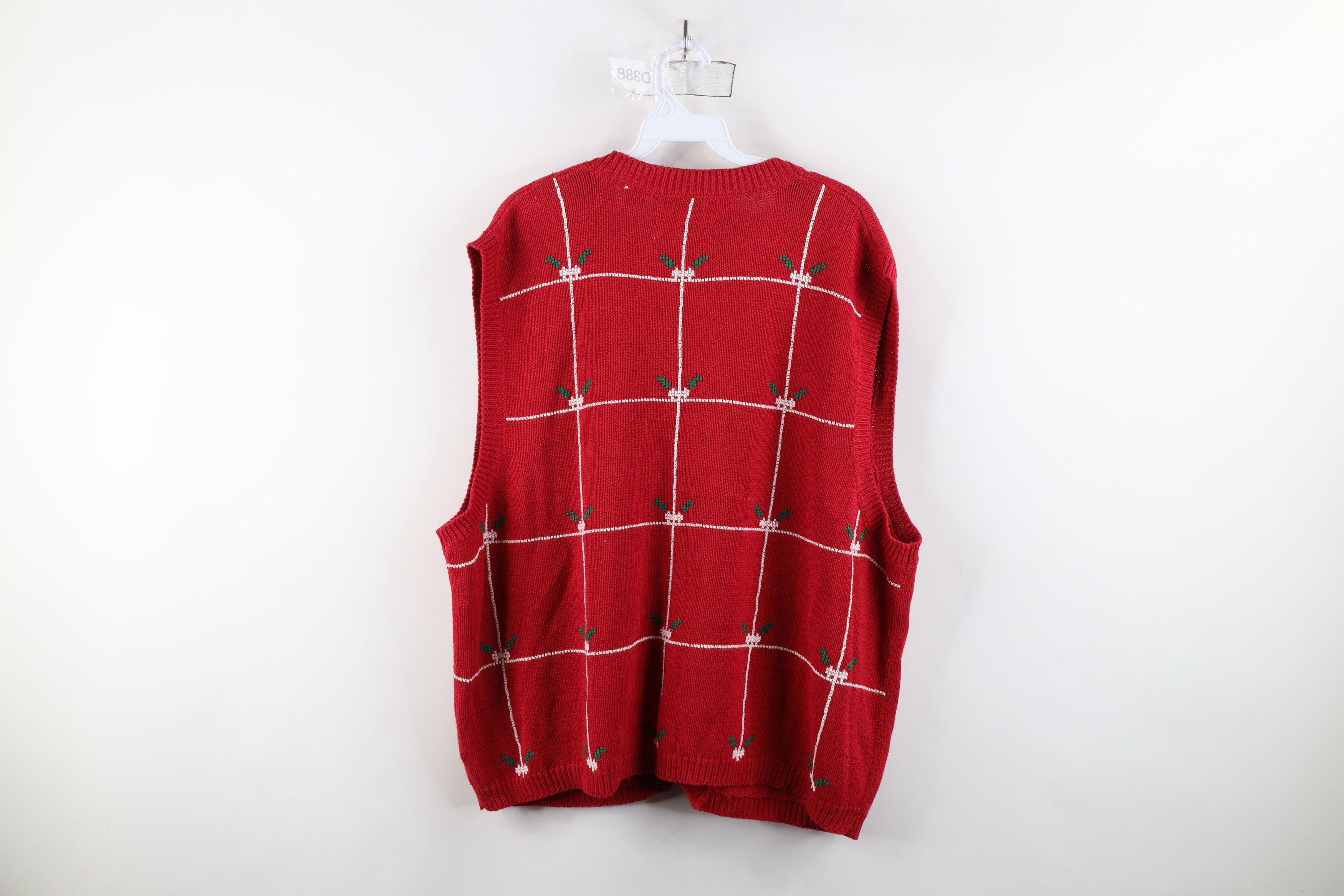 Vintage Deadstock Vintage 90s Tree Needlepoint Knit Sweater Vest Size XXL / US 16-18 / IT 52-54 - 9 Thumbnail