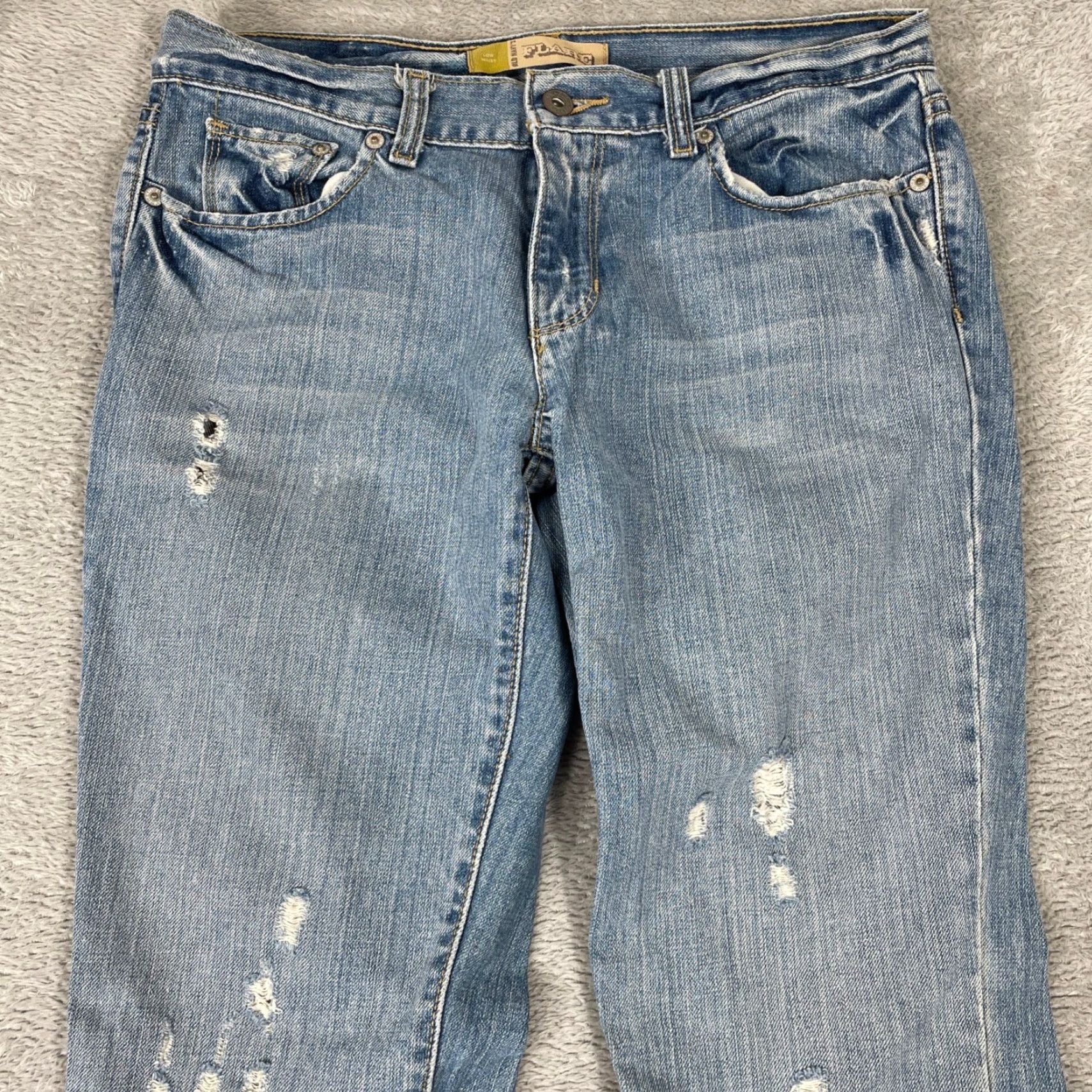 Old Navy Old Navy Jeans Womens 6 Regular Blue Distressed Denim 100% Cotton Flare Low Rise 31in Inseam Size 28" / US 6 / IT 42 - 5 Thumbnail