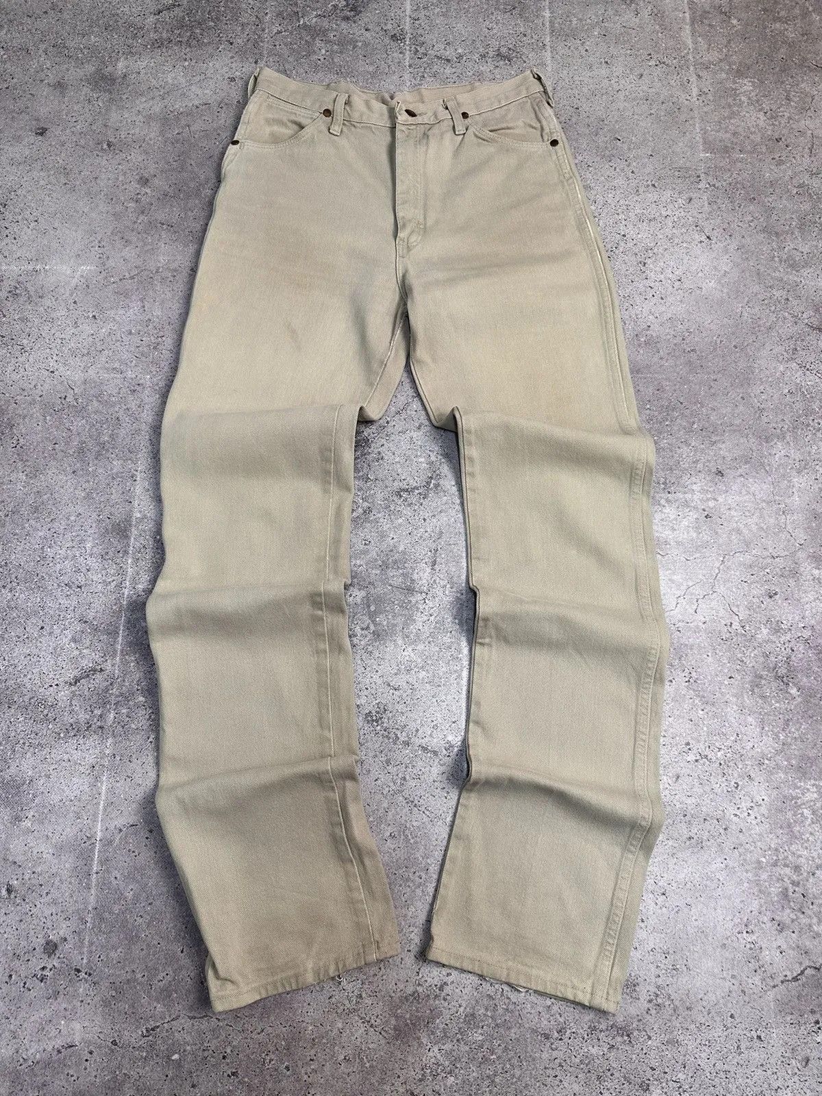Guidi Wrangler Vintage USA 80s Beige Denim Pants Straight Fit 32 Size US 32 / EU 48 - 1 Thumbnail