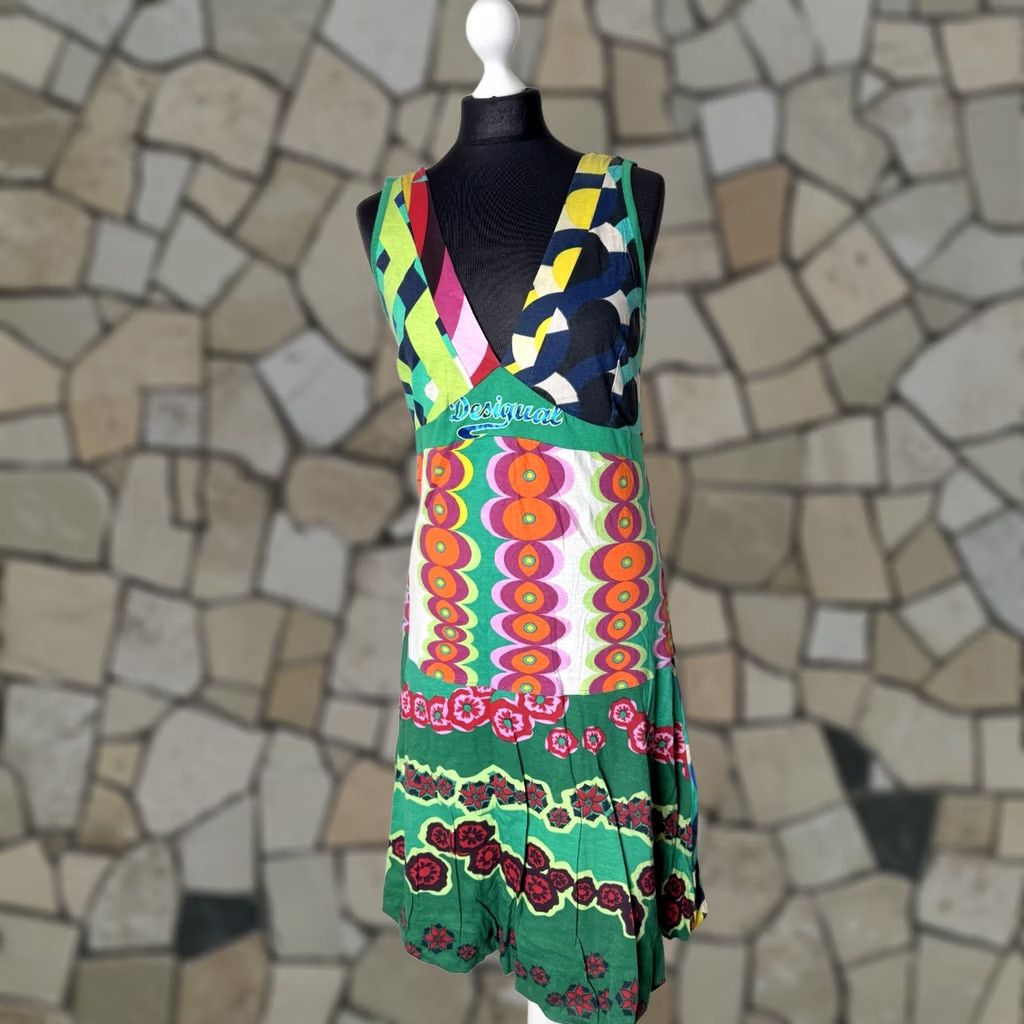 Desigual Desigual Dress Womens Green XL A-Line Dress Knee Length Shoes? Size XL / US 12-14 / IT 48-50 - 1 Thumbnail