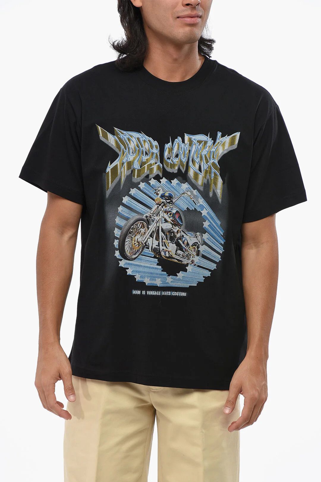 Versace og1mm0426 Printed Crewneck T-Shirt in Black Size US L / EU 52-54 / 3 - 1 Thumbnail