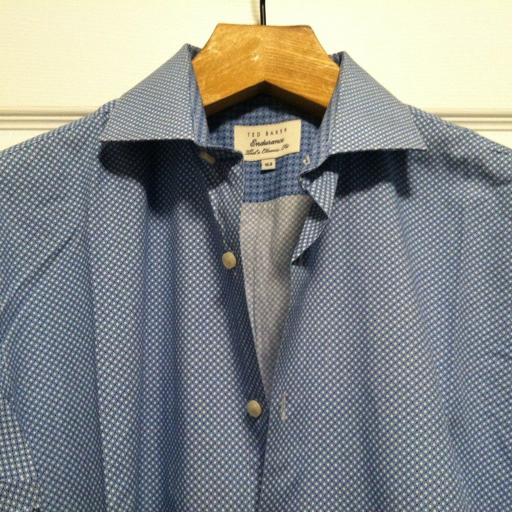 Ted Baker TED BAKER MENS BLUE 100%COTTON CASUAL SHIRT SIZE: 16.5 Size US L / EU 52-54 / 3 - 1 Thumbnail