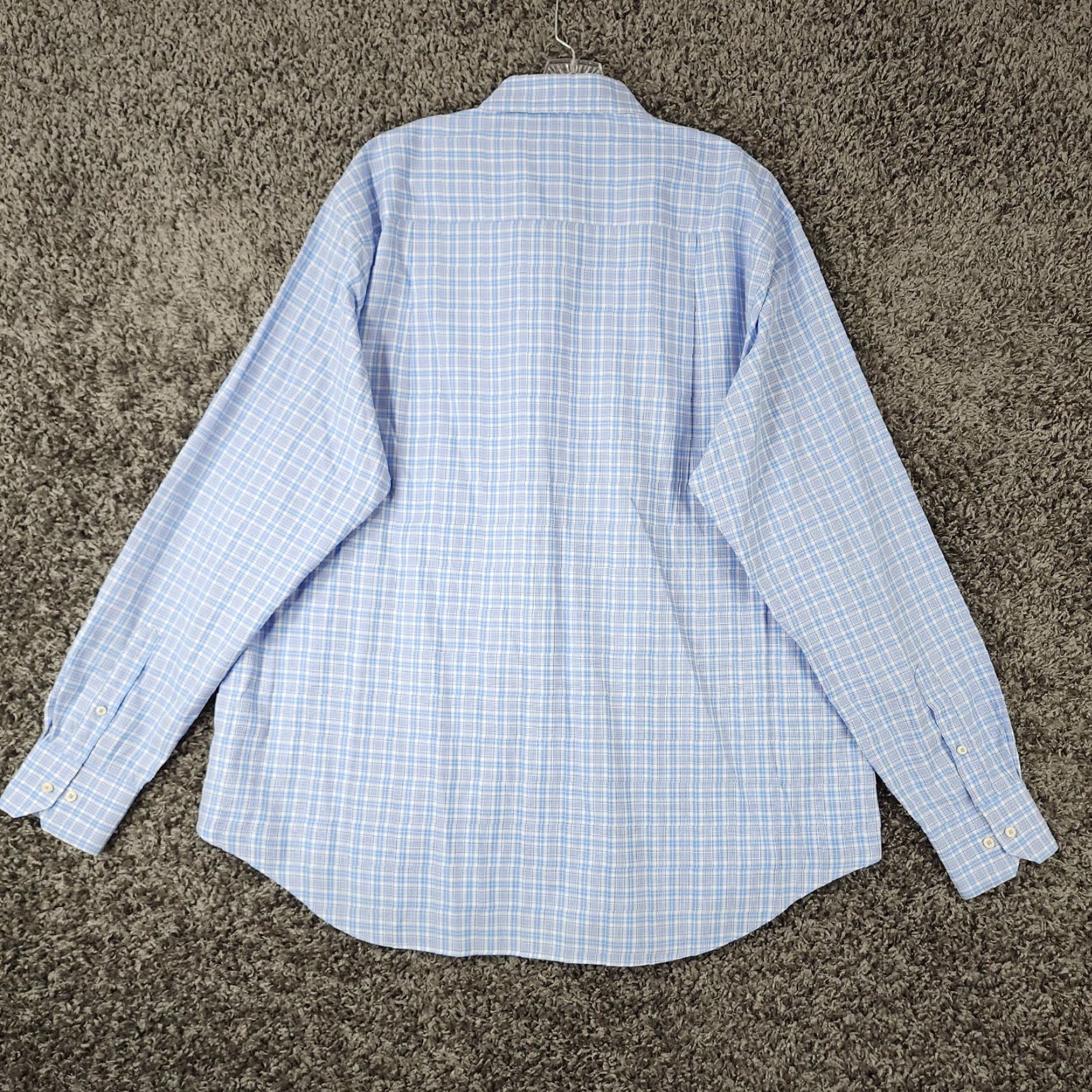 David Donahue David Donahue Dress Shirt Men 2XL Blue Plaid Long Sleeve Mens Size 48R - 6 Thumbnail