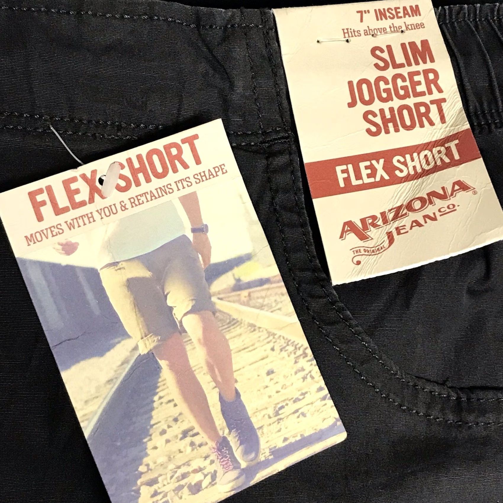 Vintage Arizona Jean Co. Men Phantom Gray 7” Slim Fit Flex Stretch Jogger Shorts 2XL Size US 39 - 3 Thumbnail