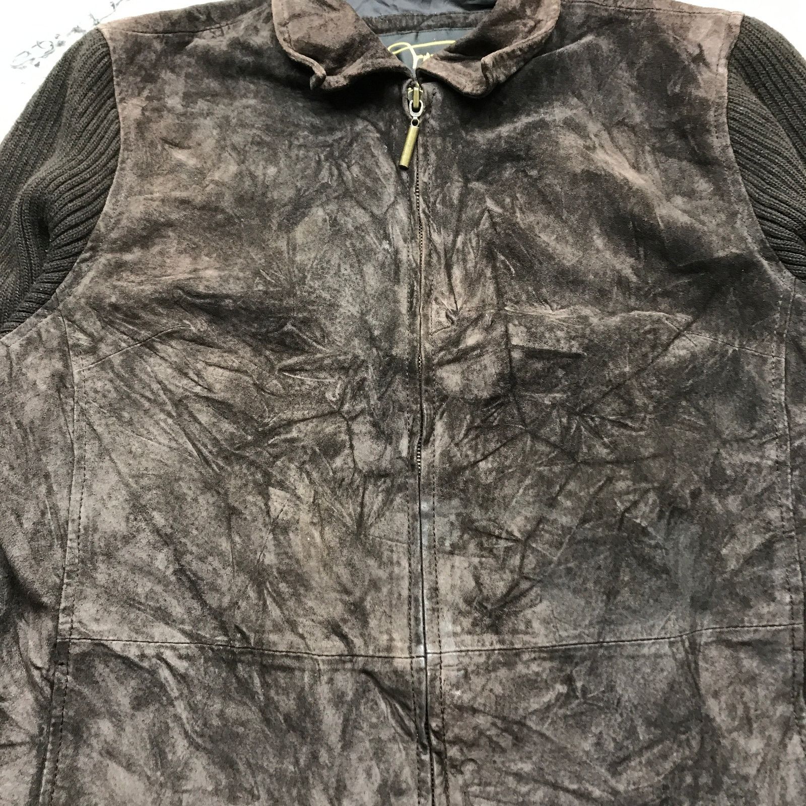 Other Vintage Fabio Suede Leather Jacket Womens Large Knit Brown Size L / US 10 / IT 46 - 9 Thumbnail