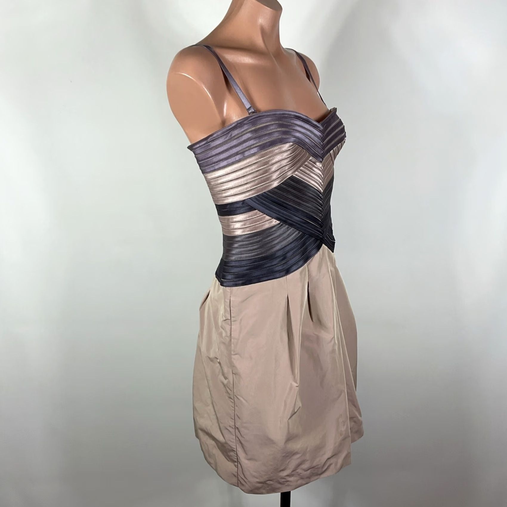 Bcbgmaxazria VINTAGE BCBG MaxAzira Dress 6 Taupe Purple Bandage Sheath Cocktail Mini Bubble Y2K Size M / US 6-8 / IT 42-44 - 3 Thumbnail