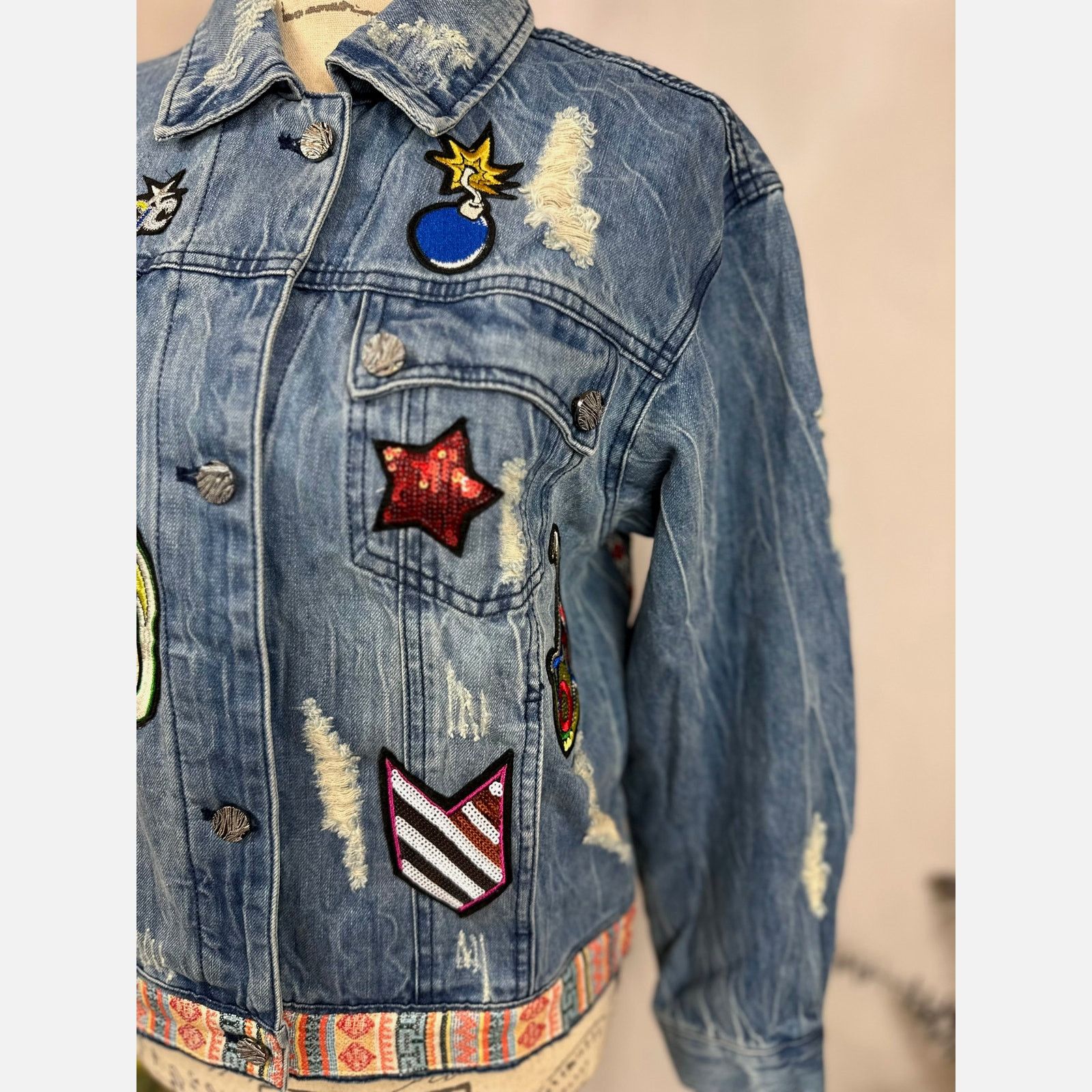 Other Etienne Marcel Julia Denim Jacket Embroidered Sequin Blue XS Size XS / US 0-2 / IT 36-38 - 8 Thumbnail