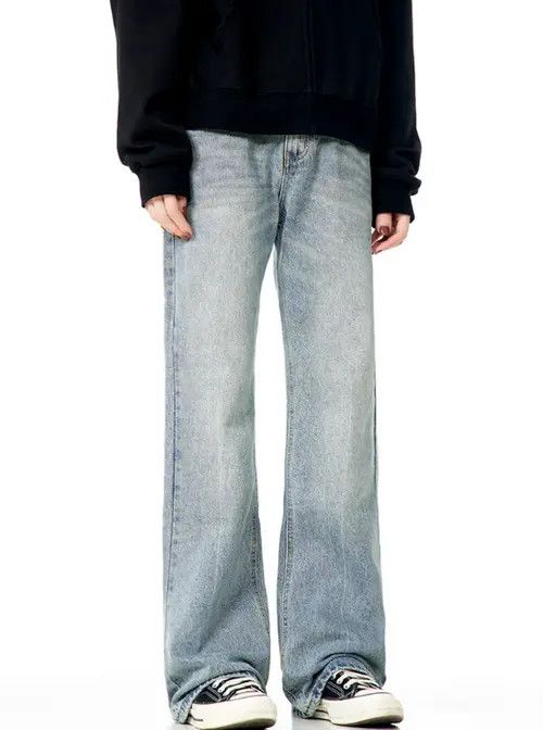 Anime × Japanese Brand × Jean American light blue washed high street bootcut jeans Size US 34 / EU 50 - 3 Thumbnail