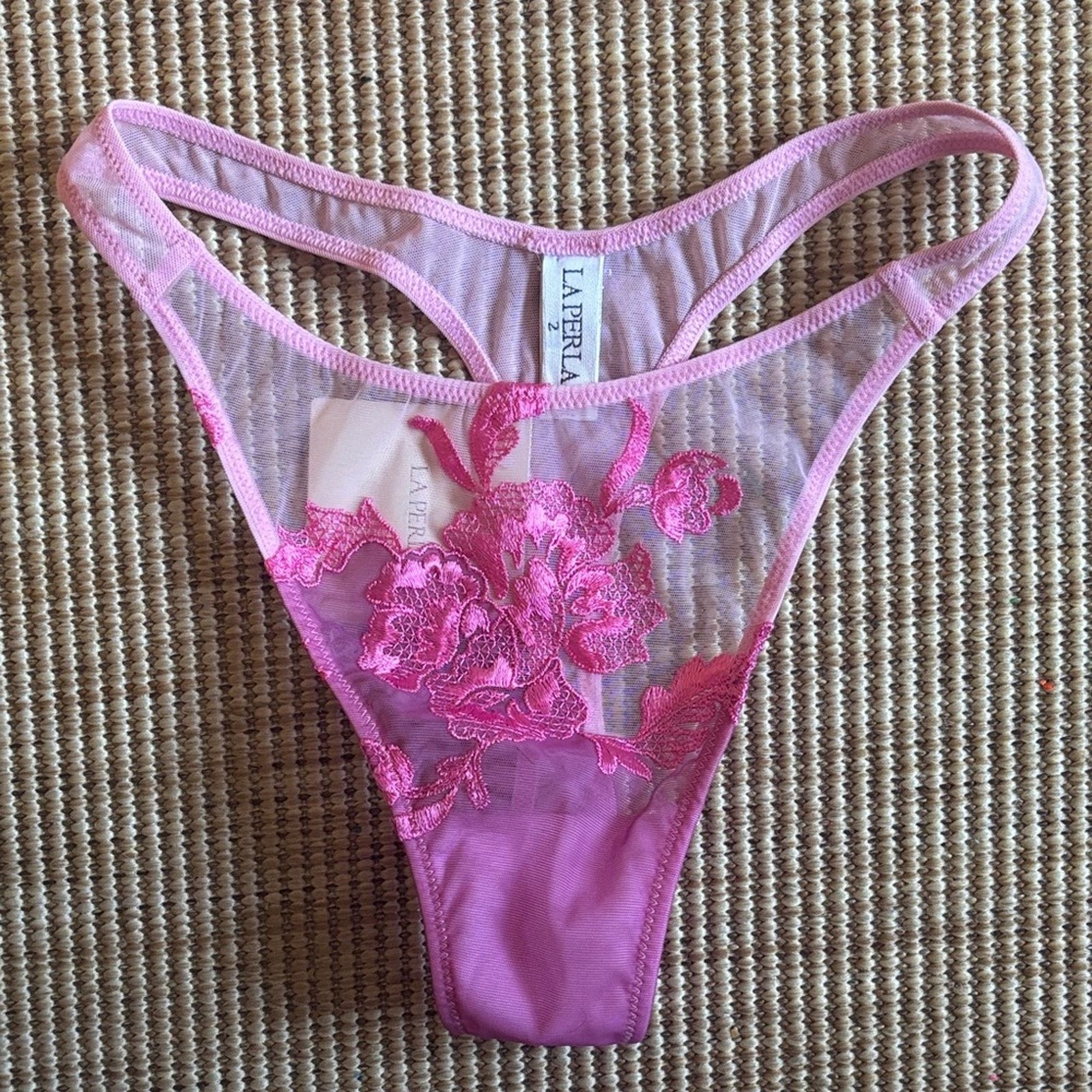 NWT La Perla Pink Floral Lace Panty Women's Size S
