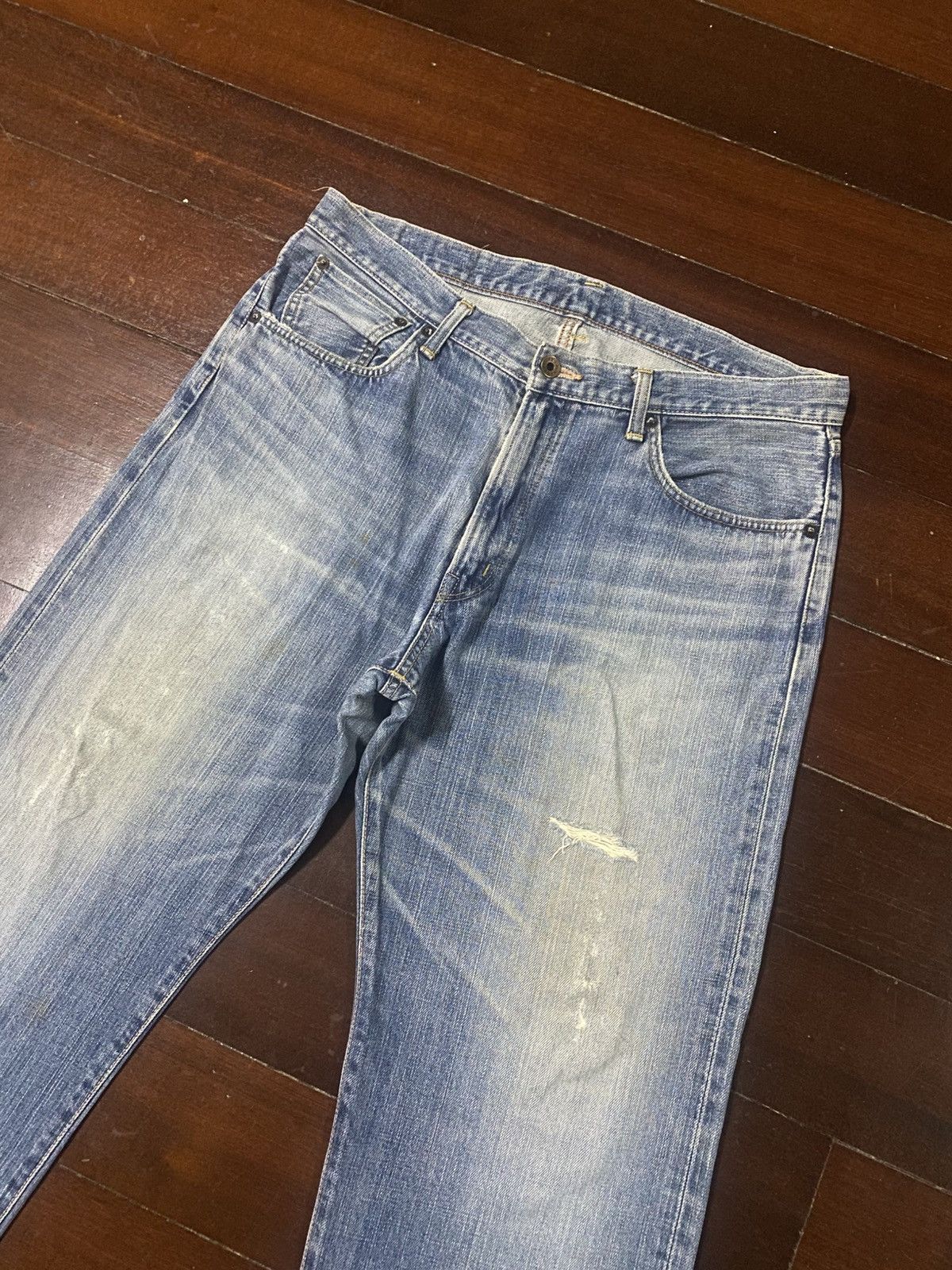 Edwin Vintage 90s Edwin 505 X mud wash distressed selvedge jeans Size US 37 - 5 Thumbnail