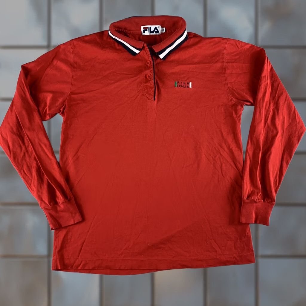 Fila VINTAGE FILA ITALIA Polo Shirt Small Red Long Sleeve Cotton Mens Size US S / EU 44-46 / 1 - 1 Thumbnail