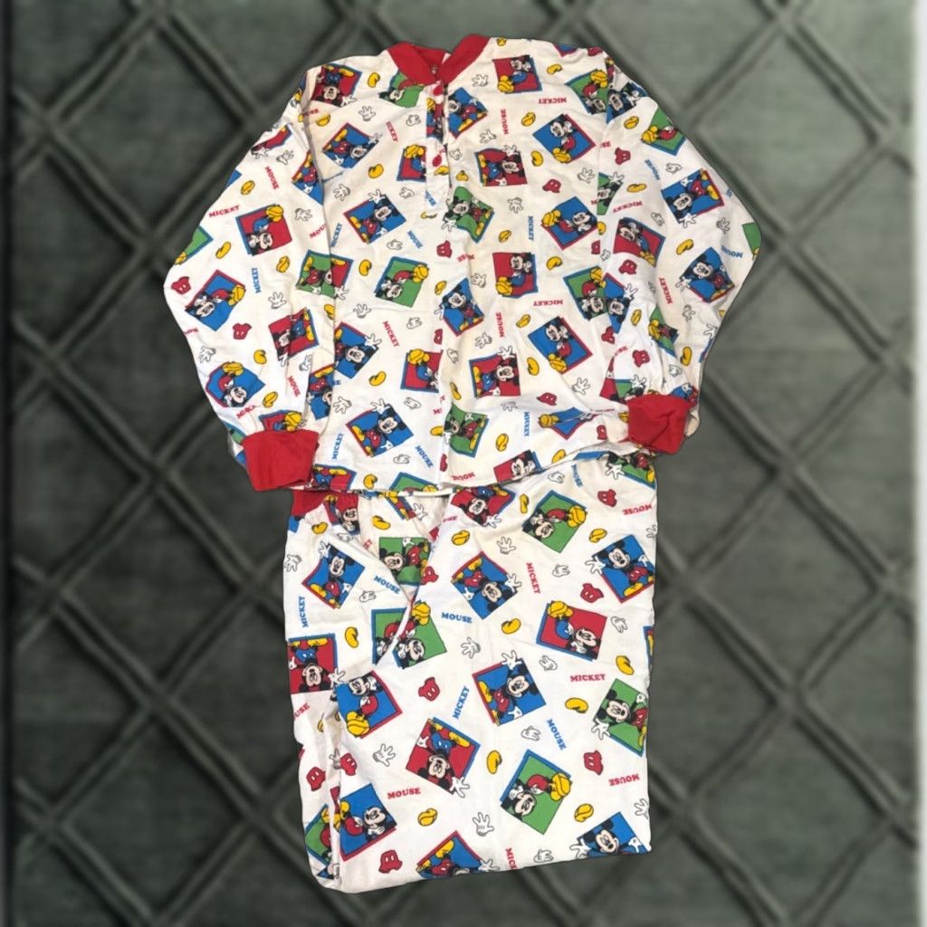 Disney VINTAGE Disney Mickey Unlimited All Over Print Pajamas Sleep Top + Pants Large Size L / US 10 / IT 46 - 1 Thumbnail