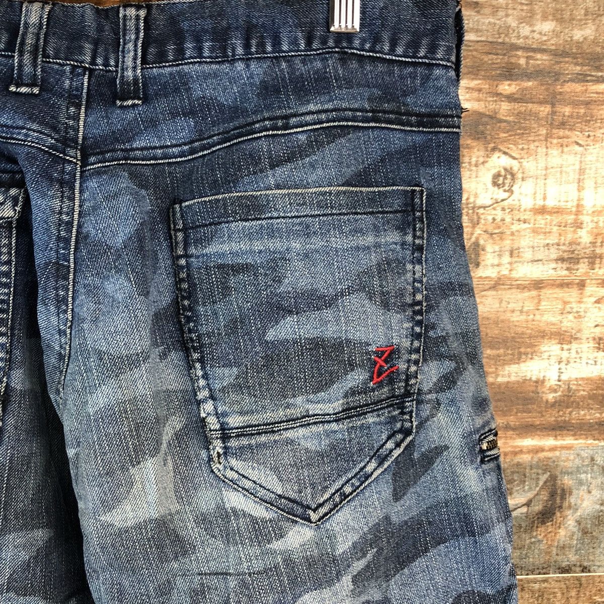 Japanese Brand Z Dragon camo Blue Distressed Denim vintage Pants #A2167 Size US 33 - 21 Thumbnail