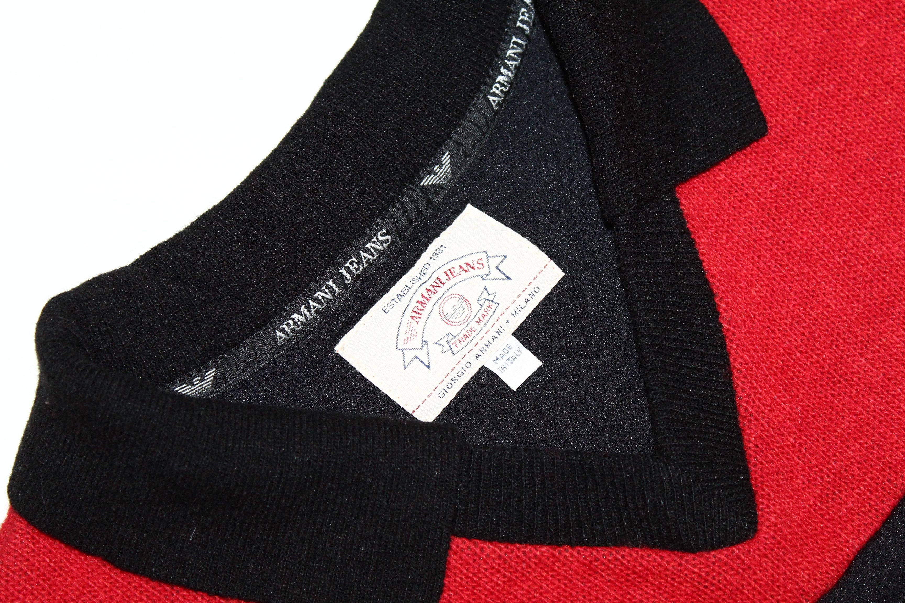 Giorgio Armani Archive💥 Armani Jeans Windbreaker Big Logo Knitted Sweater Size US M / EU 48-50 / 2 - 5 Thumbnail