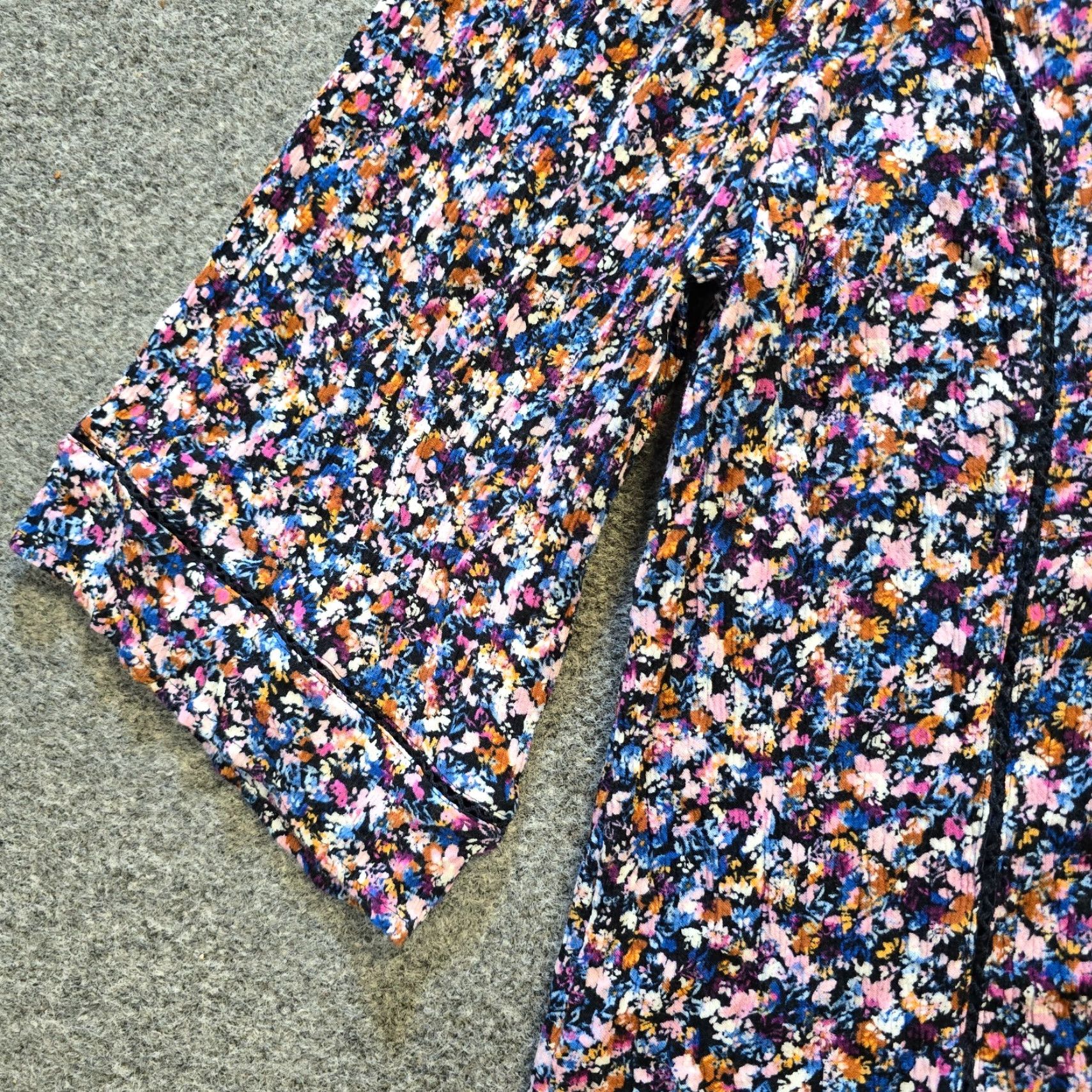 J. Jill J Jill Top Womens Large Petite Blue Floral Button Up Flare Sleeve Boho Shirt Size L / US 10 / IT 46 - 4 Thumbnail
