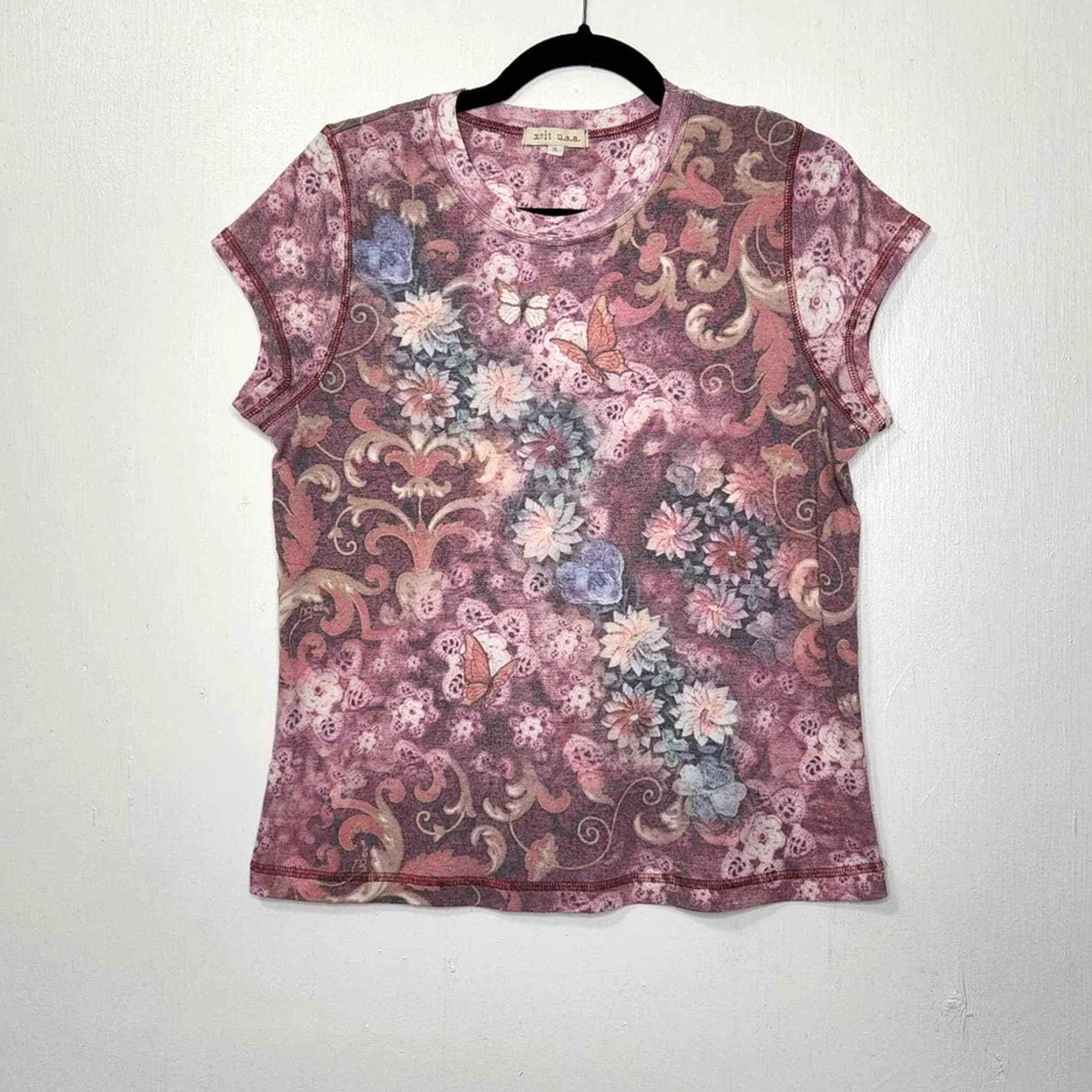 Doublet VINTAGE Y2K Ecit XL Double Sided All Over Floral Flower Monarch Collage Shirt Size XL / US 12-14 / IT 48-50 - 5 Thumbnail