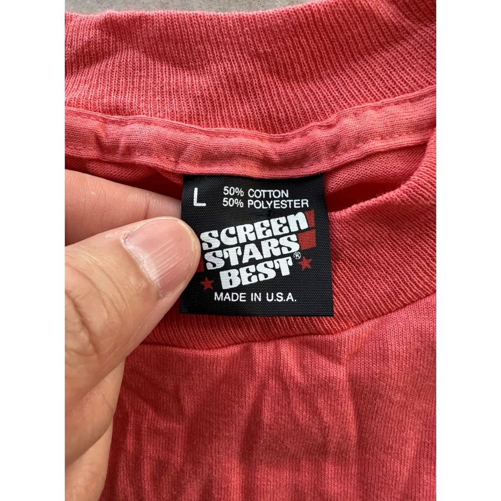 Vintage VINTAGE Screen Stars T-Shirt Coral 80s 90s Single Stitch Made In USA L Mens Size US L / EU 52-54 / 3 - 2 Thumbnail