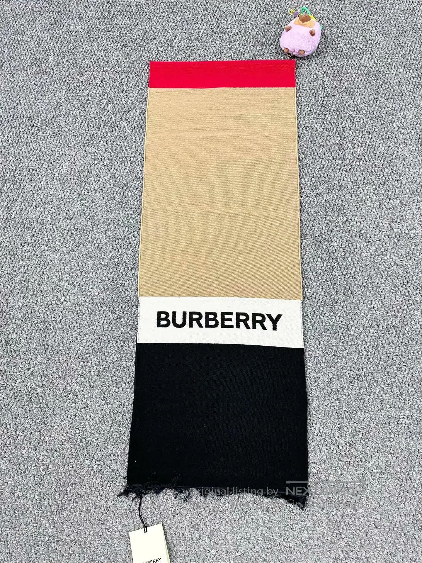 Burberry Burberry Classic Color Blocked Letter Logo Wool Fringe Sca Size ONE SIZE - 2 Thumbnail