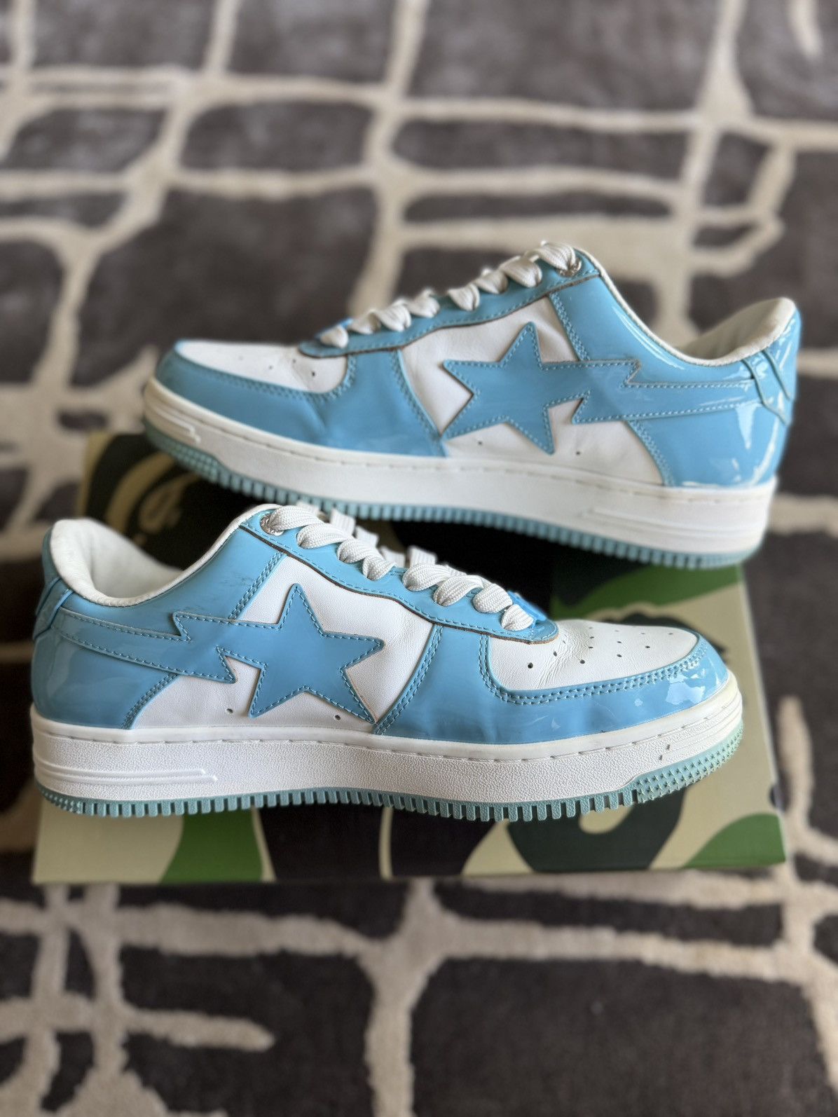 Bape A Bathing Ape Bape Sta Patent Leather Baby Blue White Size US 10 / EU 43 - 2 Thumbnail