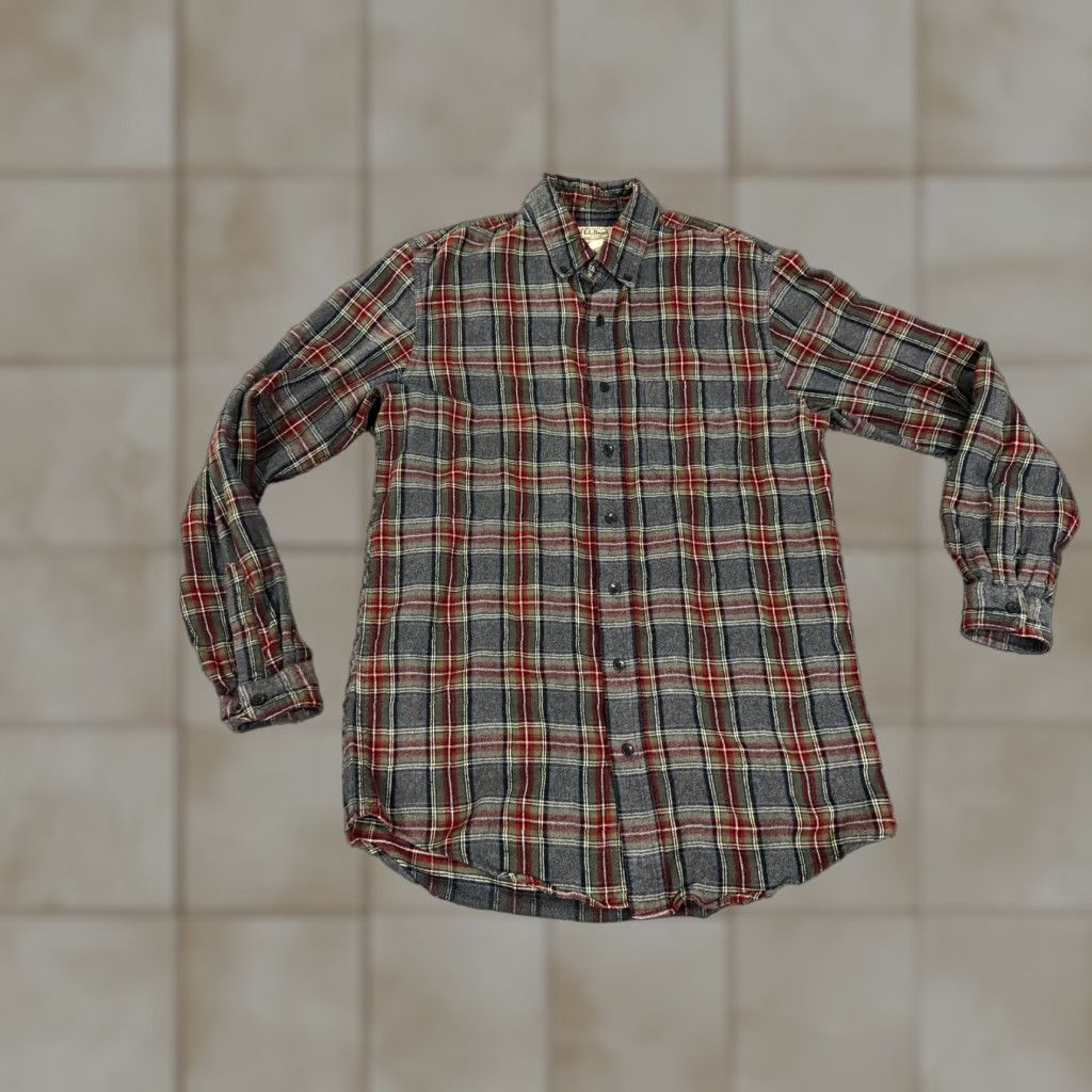 Vintage VINTAGE L.L.Bean Shirt Mens MT Gray Plaid Flannel Long Sleeve Button Front Tall Size US M / EU 48-50 / 2 - 1 Thumbnail