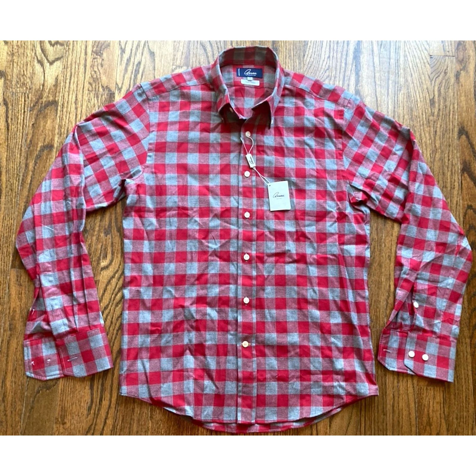 Vintage NWT Arnau Barcelona Shirt Mens Small Long Sleeve Button Plaid Red Cotton Size US S / EU 44-46 / 1 - 2 Thumbnail