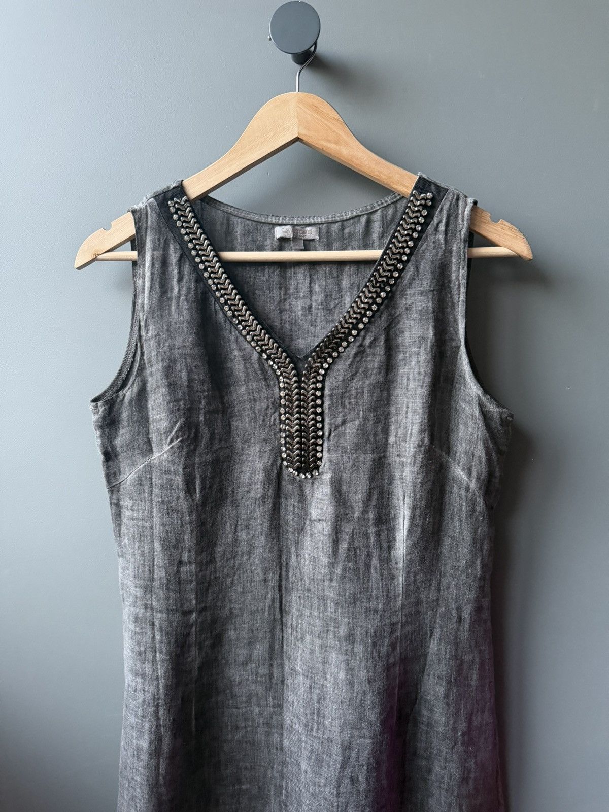 Other Lina Tomei Raw Linen V-Neck Dress Avant-Garde Edge Size S / US 4 / IT 40 - 2 Thumbnail
