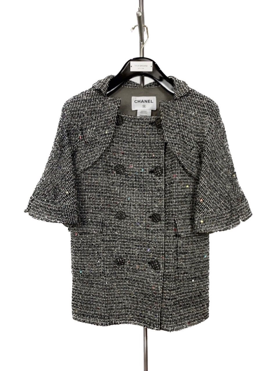 Chanel Chanel Gray Wool Blend Petite Chambray Knit Shawl Jacket Size XS / US 0-2 / IT 36-38 - 1 Thumbnail
