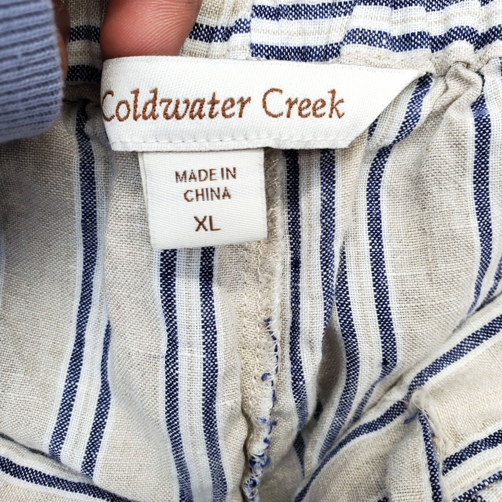 Coldwater Creek Coldwater Creek Womens XL Multicolor Striped Linen Drawstring Trouser Pants Size 40" / US 18 - 6 Thumbnail
