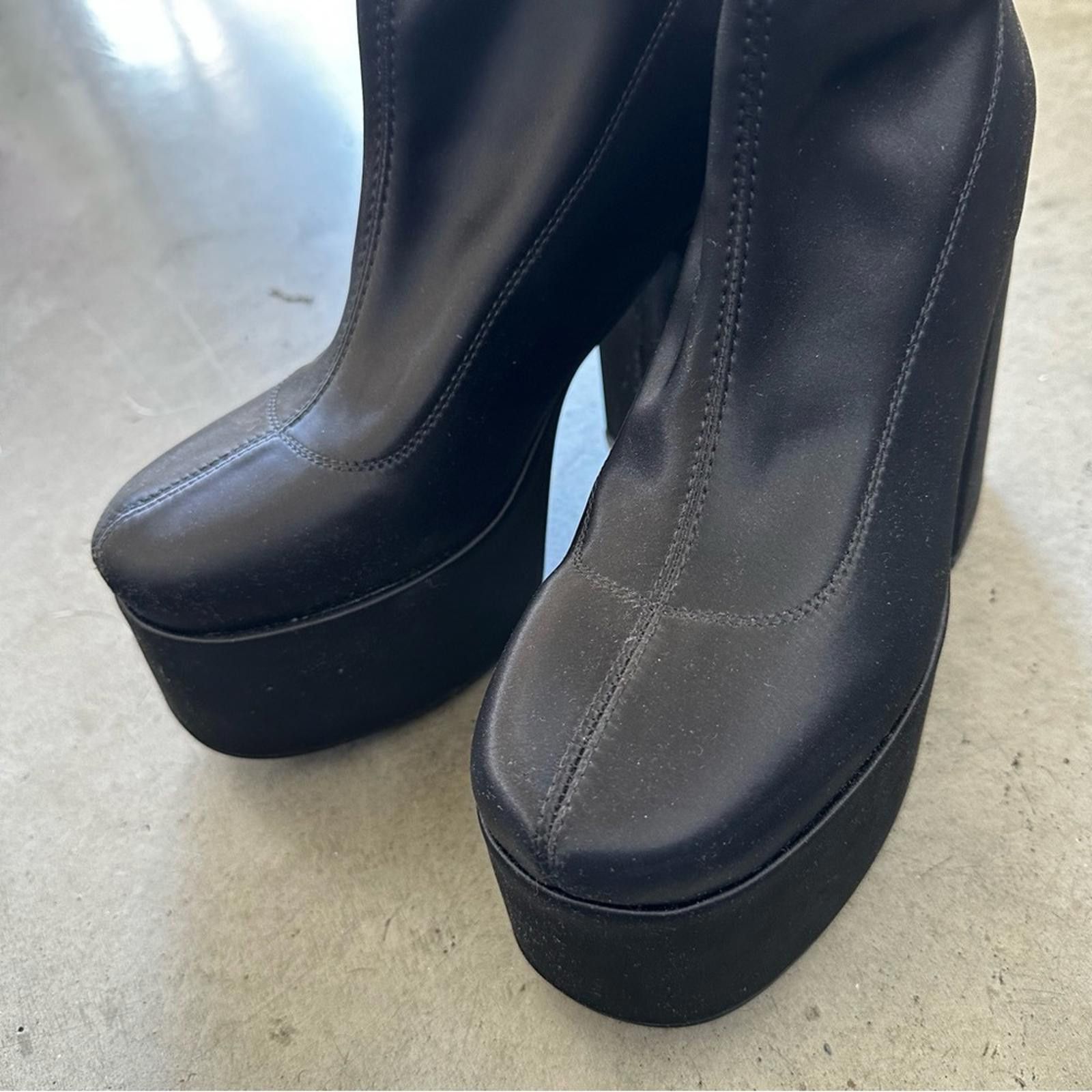 Other NOKWOL / Ellie platform ankle boots in satin / black Size US 7 / IT 37 - 9 Thumbnail