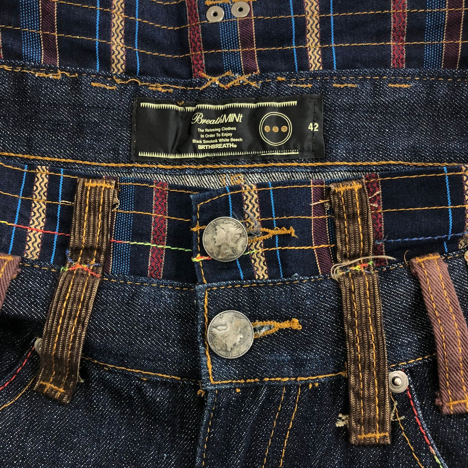 Number (N)ine Japanese Brand Breathmint Double Waist Denim Pants Size US 31 - 9 Thumbnail