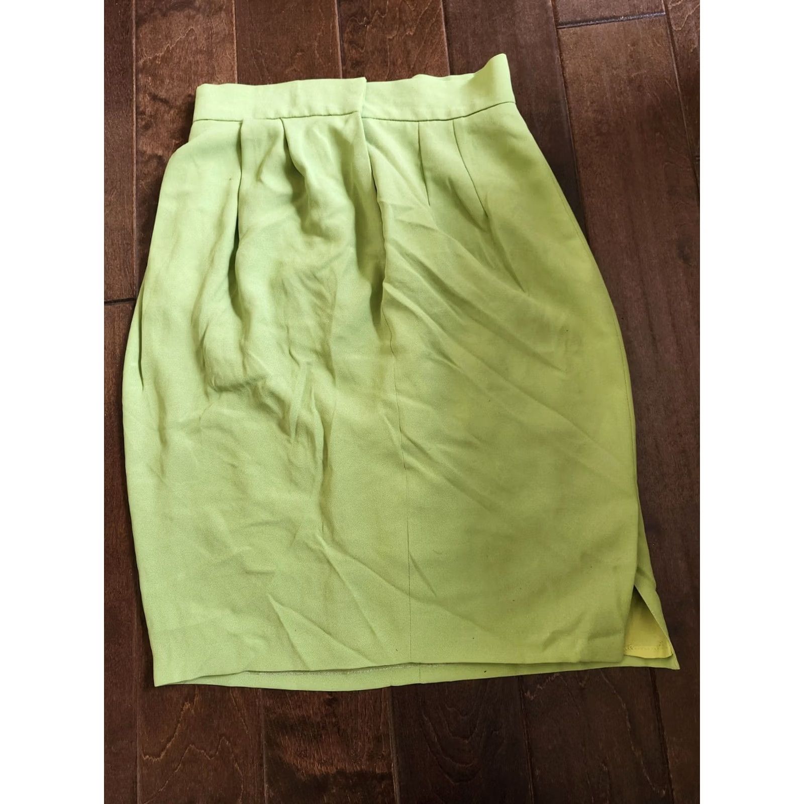 Vintage Tahari Women's Green Slit Pencil Skirt - Size 10 Size 32" / US 10 / IT 46 - 4 Thumbnail