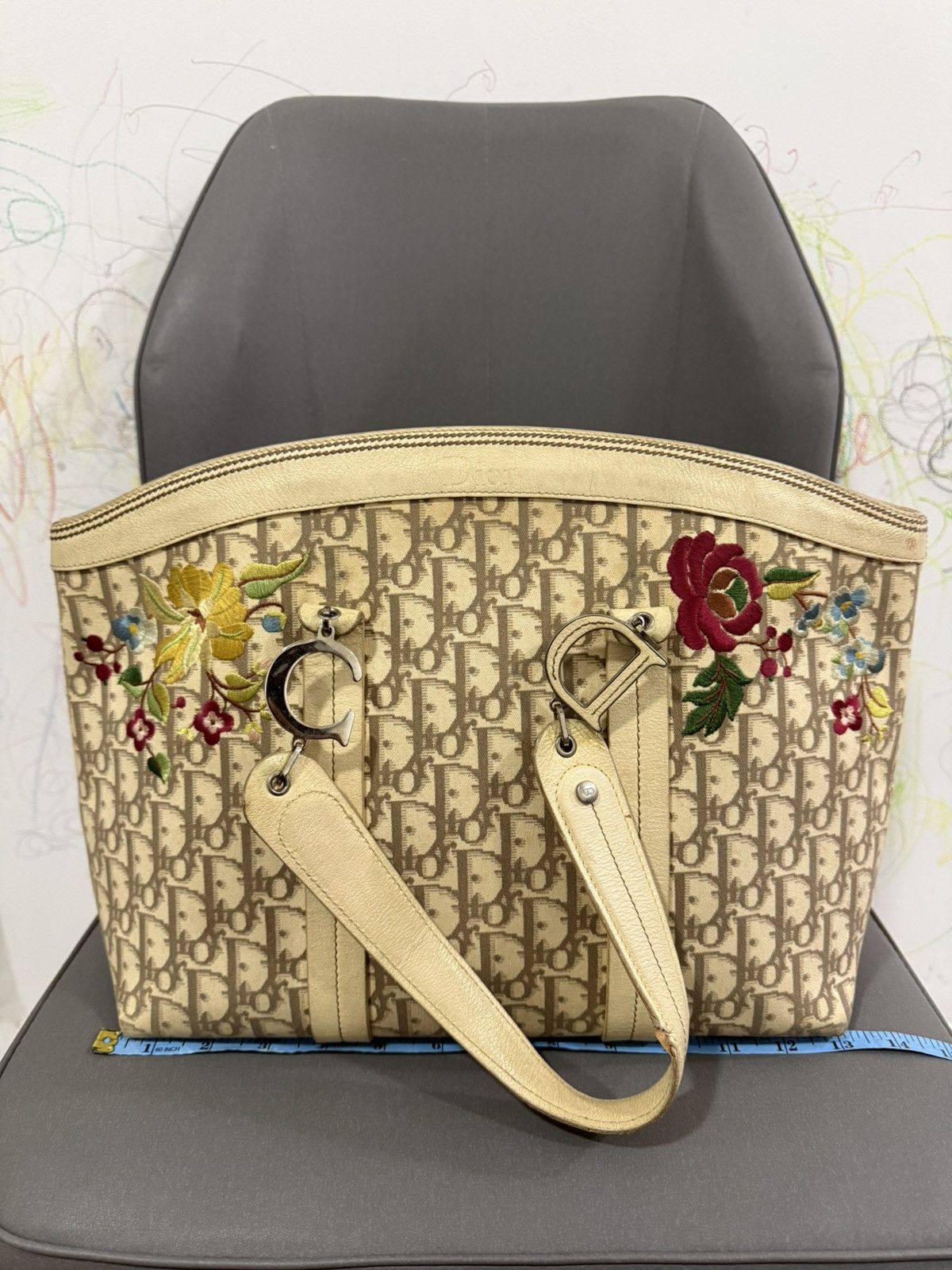 Christian Dior Monsieur Vintage Christian Dior Embroidery Floral Shoulder Tote Bag Size ONE SIZE - 17 Thumbnail