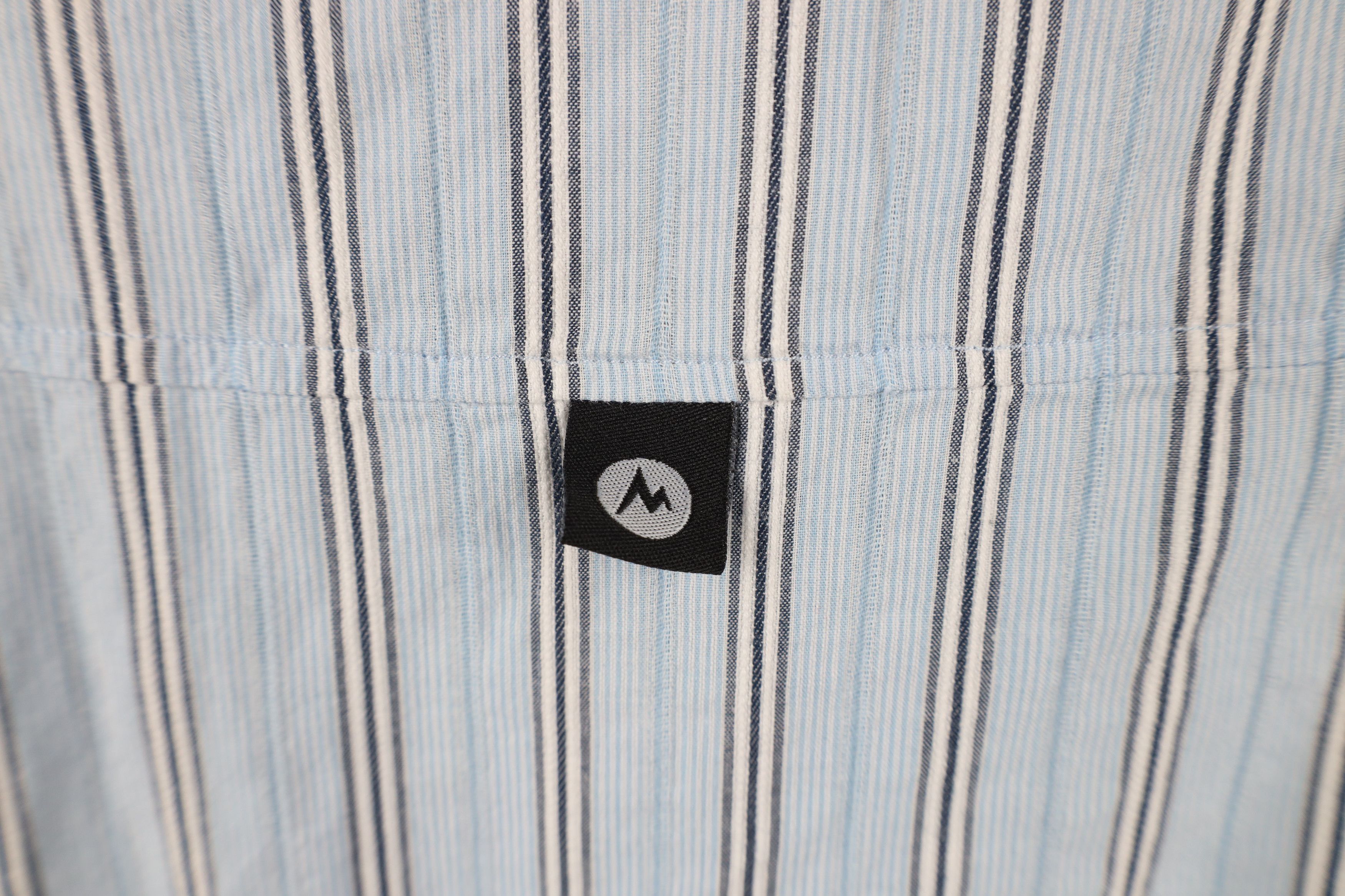 Marmot × Vintage Marmot Spell Out Striped Ribbed Short Sleeve Button Shirt Size US L / EU 52-54 / 3 - 13 Thumbnail
