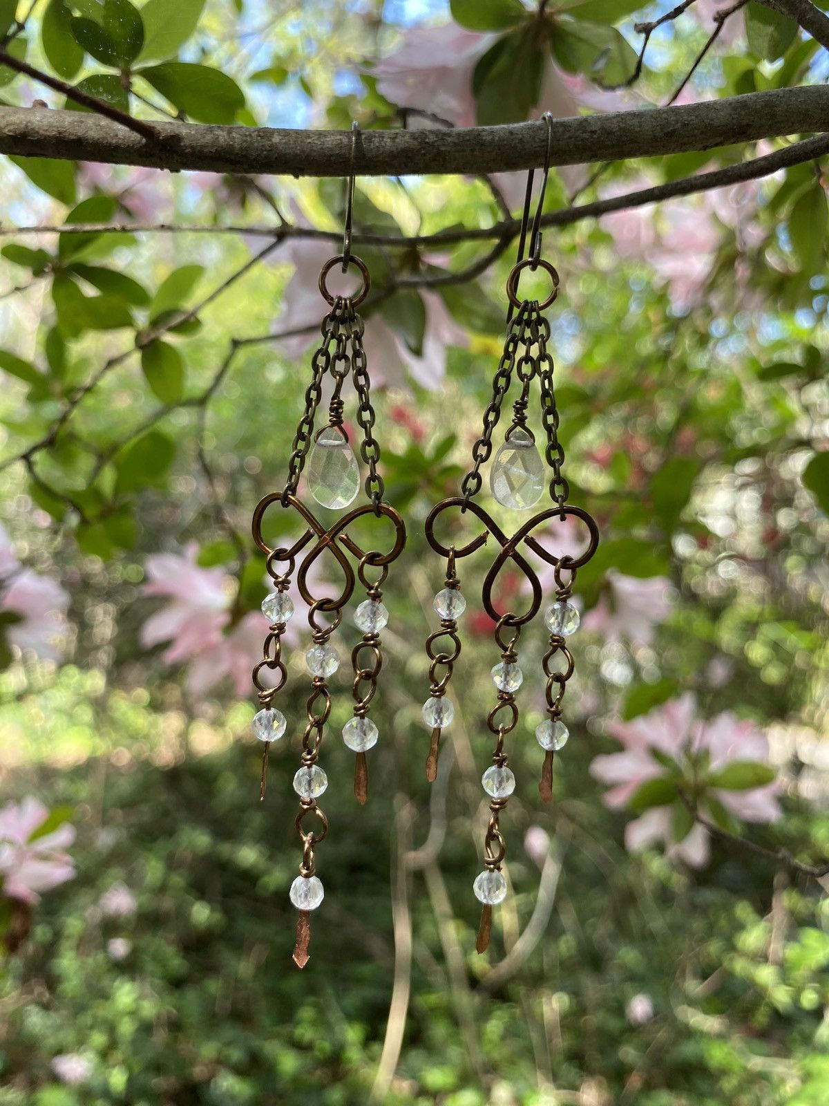 Handmade Clear Quartz Chandelier Earrings Size ONE SIZE - 5 Thumbnail