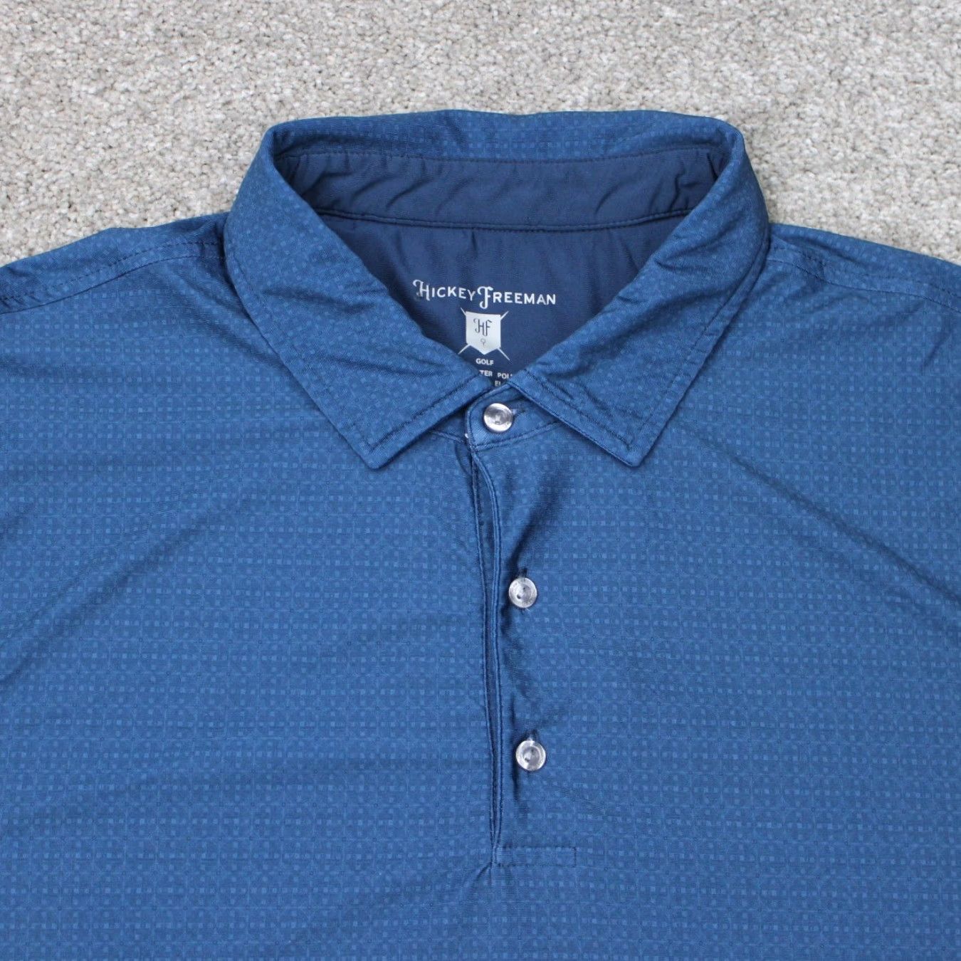 Vintage Hickey Freeman Golf Polo Shirt Mens XL Blue Geometric Stretch Short Sleeve Polo Size US XL / EU 56 / 4 - 6 Thumbnail