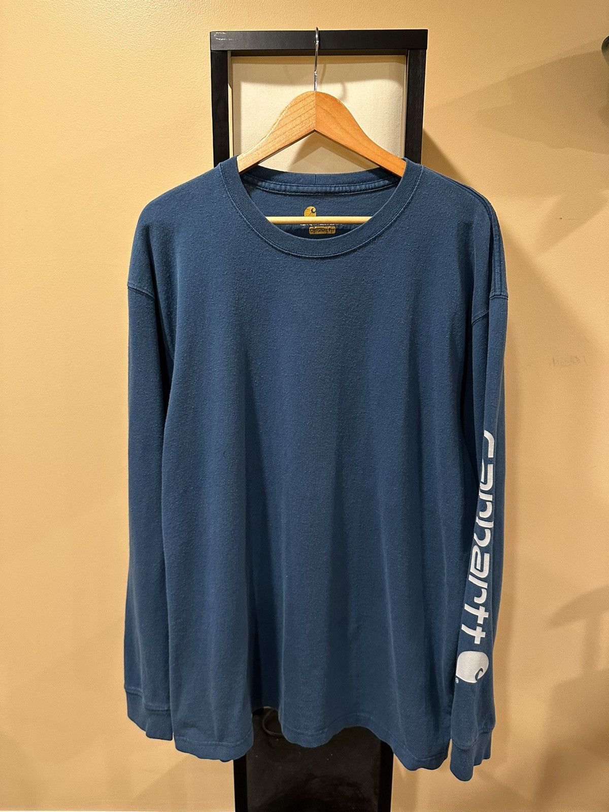 Carhartt × Vintage Vintage Carhartt Blue Long Sleeve Spell Out Logo T-Shirt Size US XL / EU 56 / 4 - 1 Thumbnail