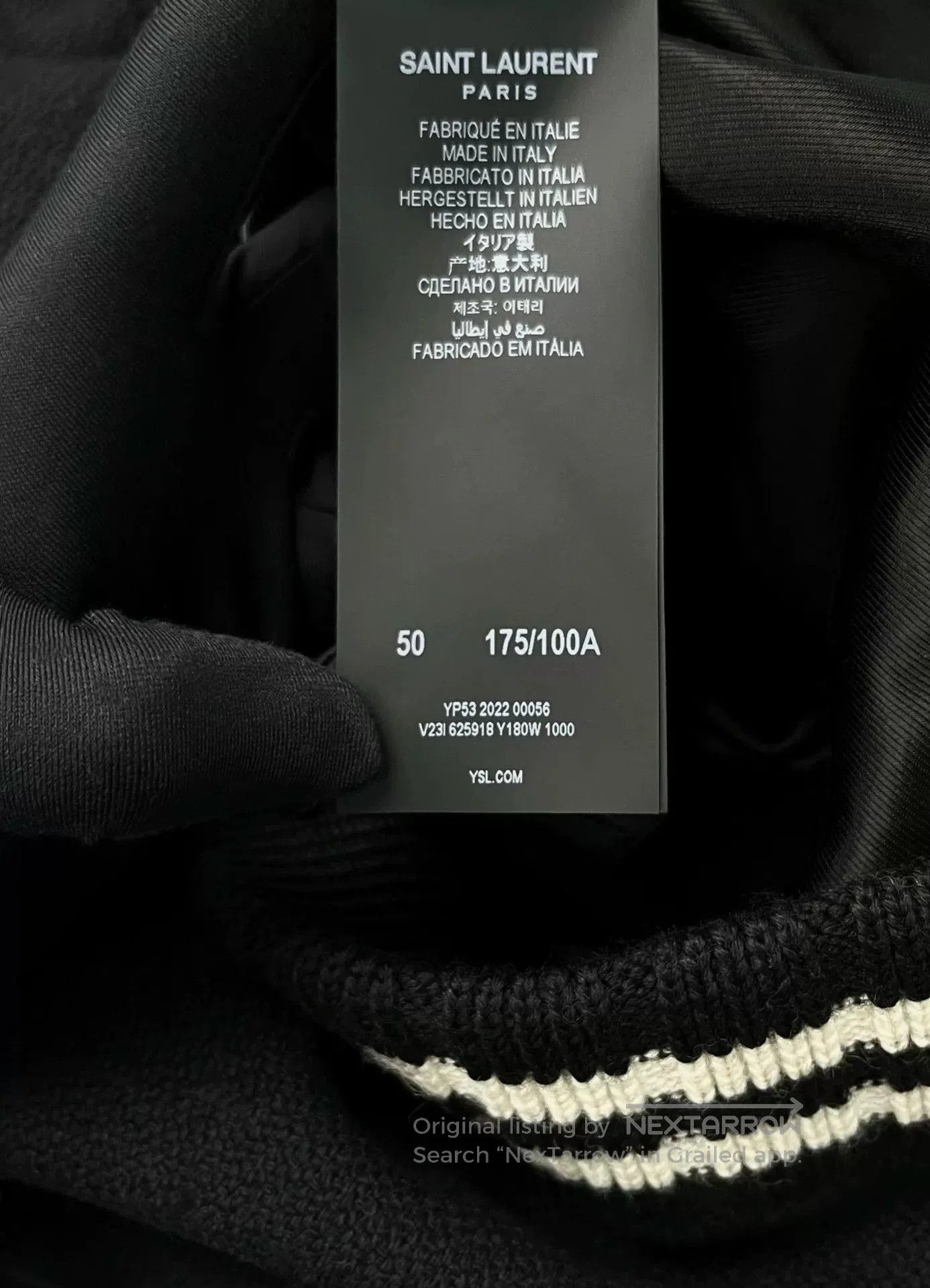 Saint Laurent Paris Saint Laurent Black Striped Wool Baseball Jacket. Size US M / EU 48-50 / 2 - 4 Thumbnail