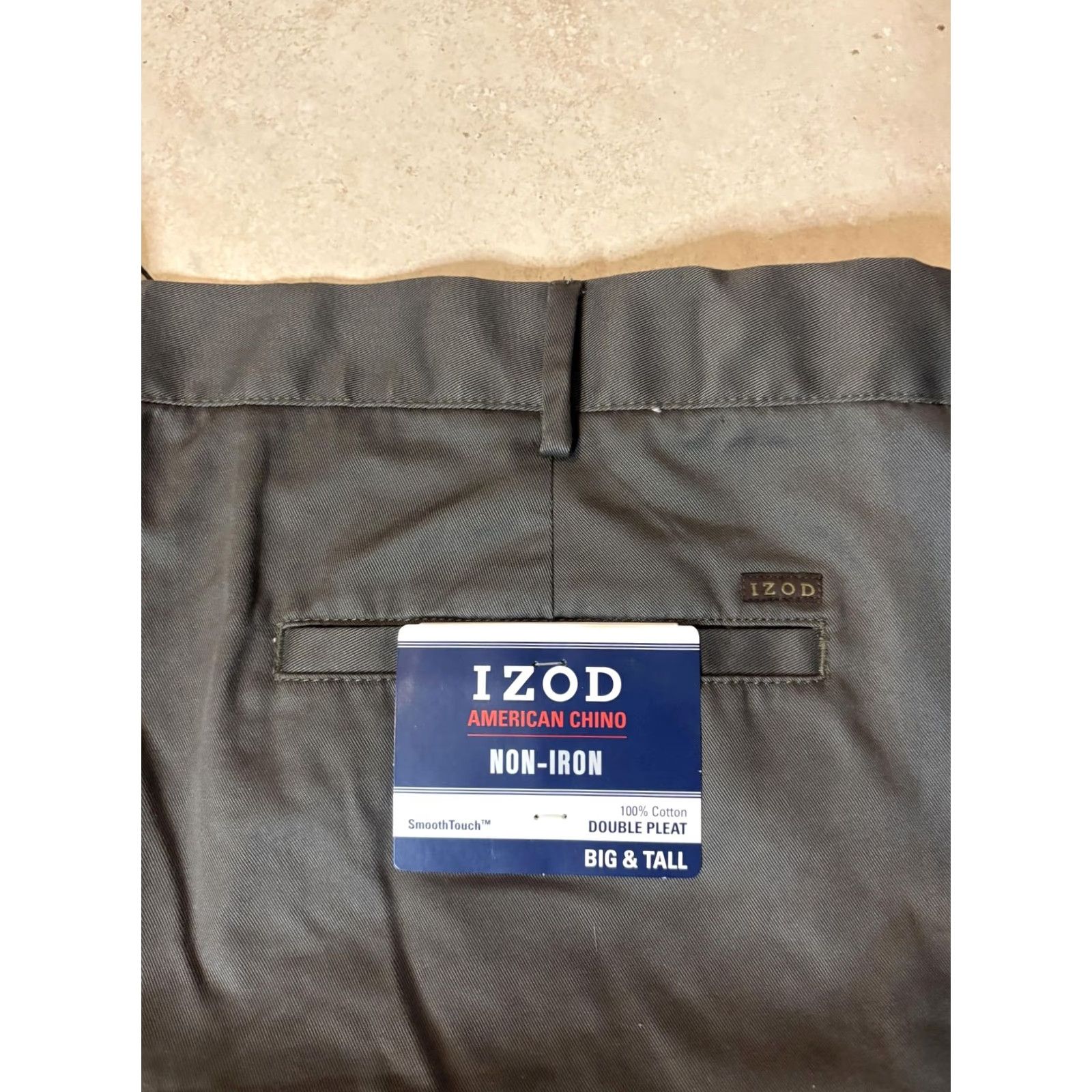 Izod IZOD Men’s Pants Chino 52x30 Big & Tall Green Non Iron Classic Double Pleat Size US 36 / EU 52 - 6 Thumbnail