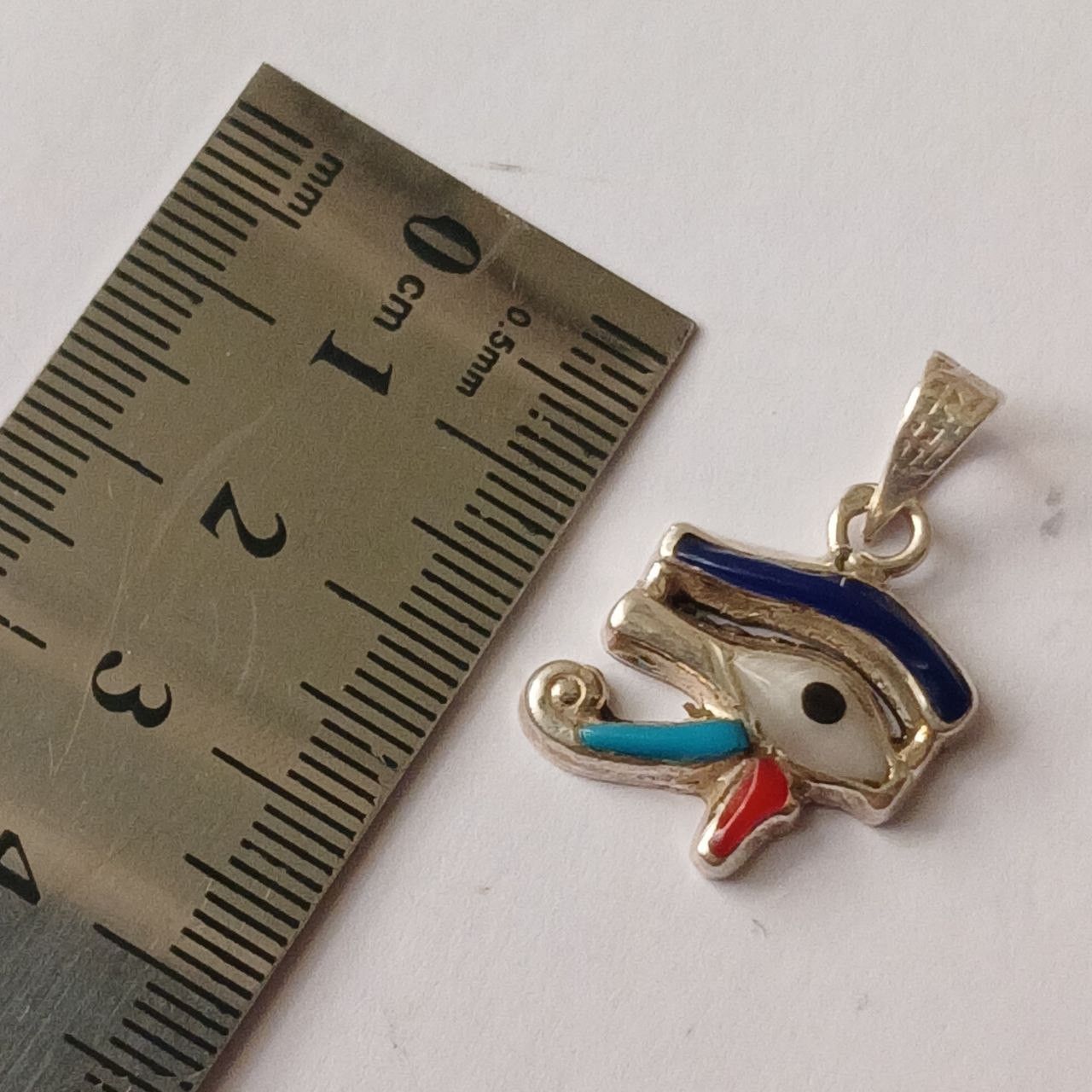 Sterling Silver 925 Silver Pendant Inlaid Lapis, Turquoise & Egyptian Touch Size ONE SIZE - 6 Thumbnail