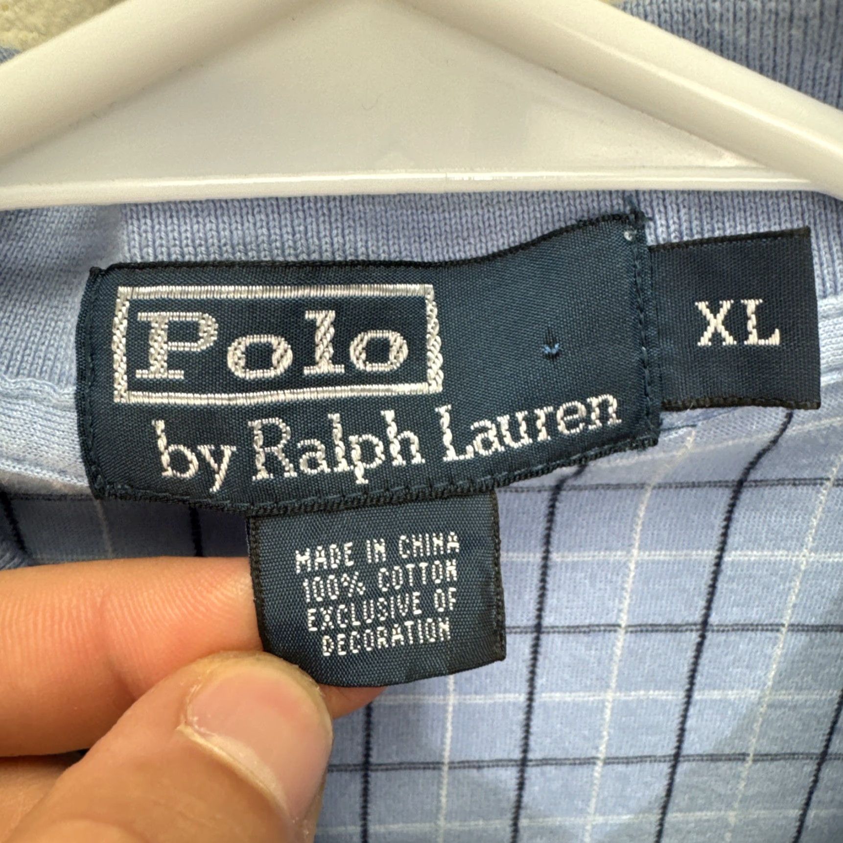 Polo Ralph Lauren VINTAGE Polo Ralph Lauren Shirt Mens XL Blue White Windowpane Golf Polo Casual Wedding Party Collared Short Sleeve Size US XL / EU 56 / 4 - 2 Thumbnail