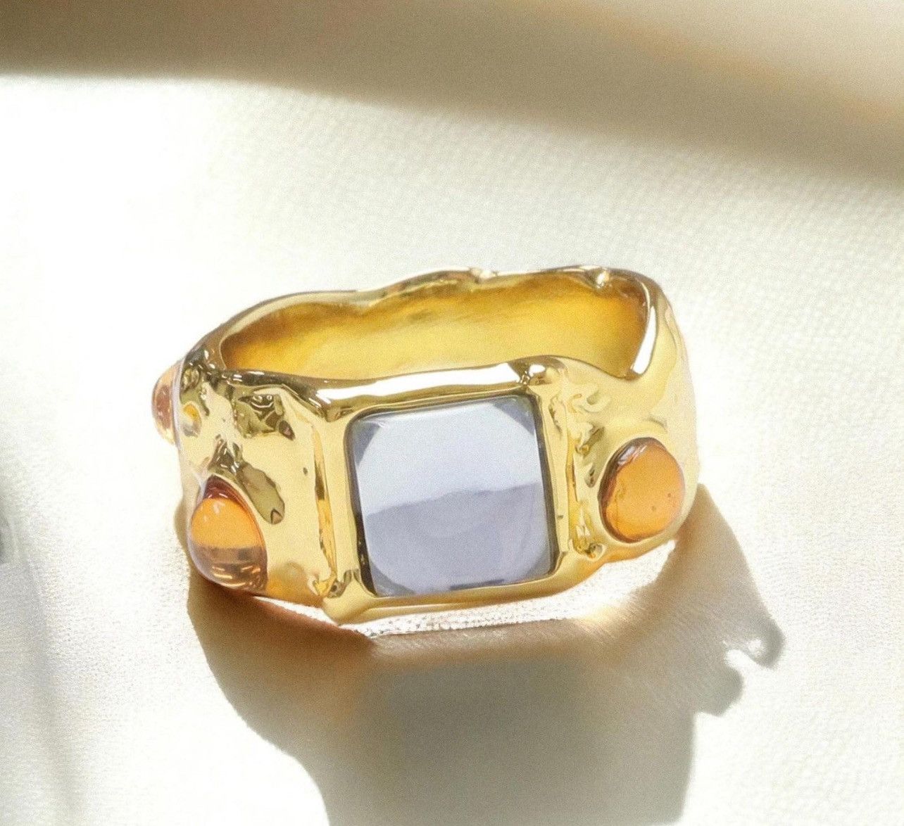 Jewelry Irregular Chunky Ring Gold, Boho Maximalistlist Ring Set Size ONE SIZE - 4 Thumbnail
