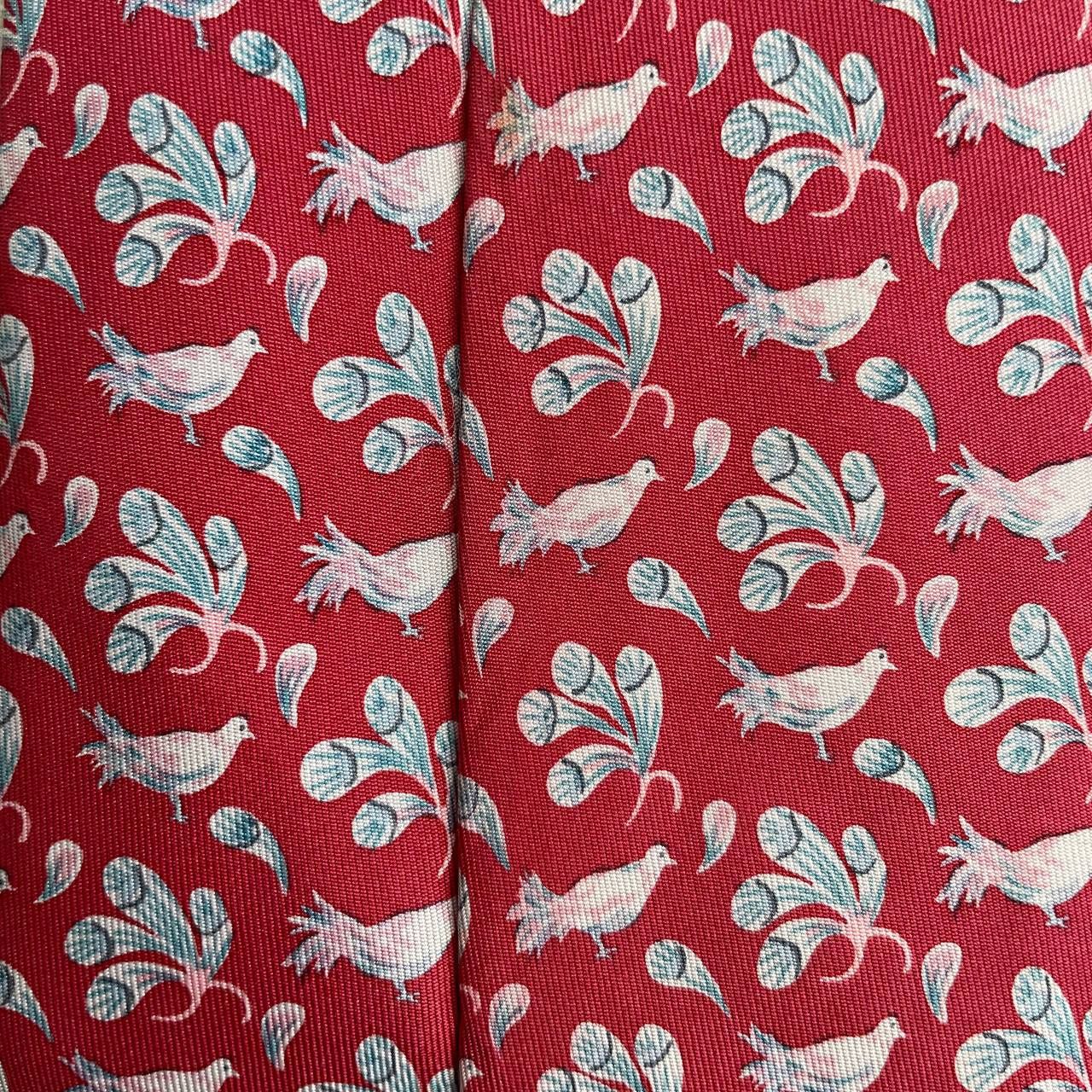 Hermes Hermes Paris Silk Tie 7071 TA Birds Red Size ONE SIZE - 1 Thumbnail