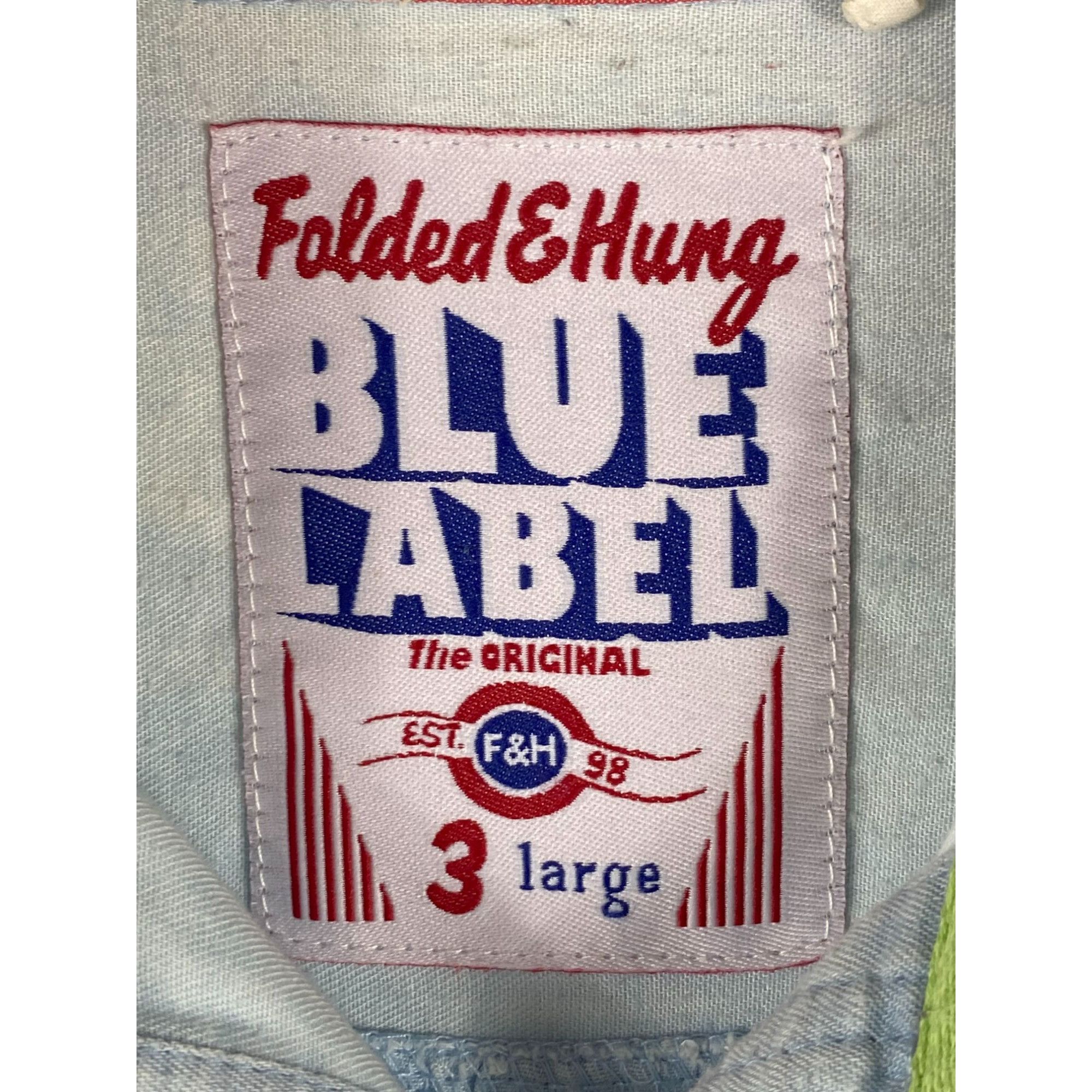Other × Vintage VTG Folded & Hung Blue Label Acid Wash Button-Up Long Sleeve Size L / US 10 / IT 46 - 3 Thumbnail