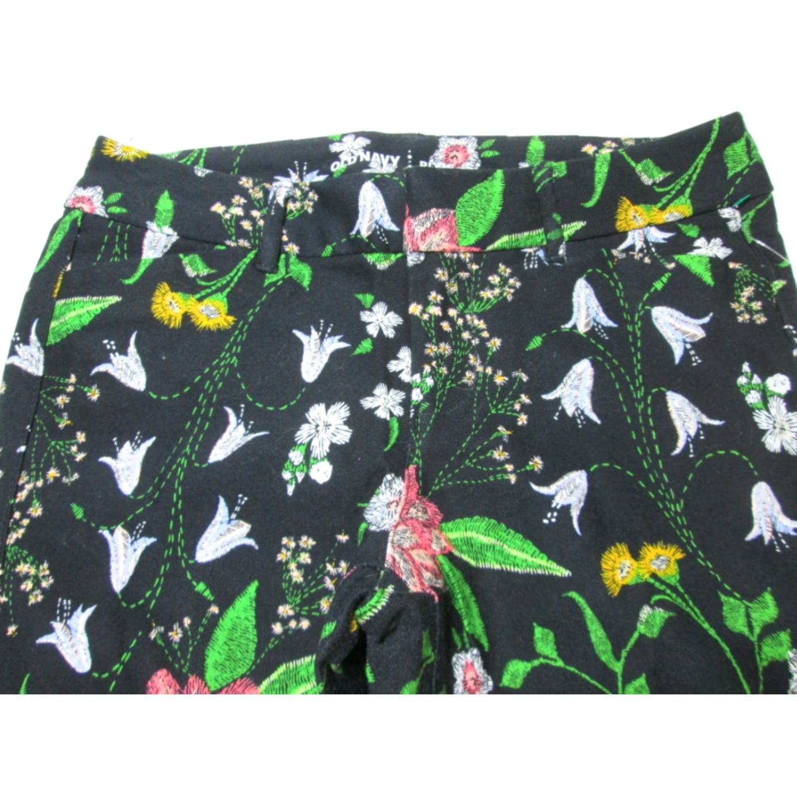 Old Navy Old Navy Womens Chino Pants Black Floral Mid Rise Pockets Pull On XS0NWT Size 25" / US 0 / IT 36 - 3 Thumbnail